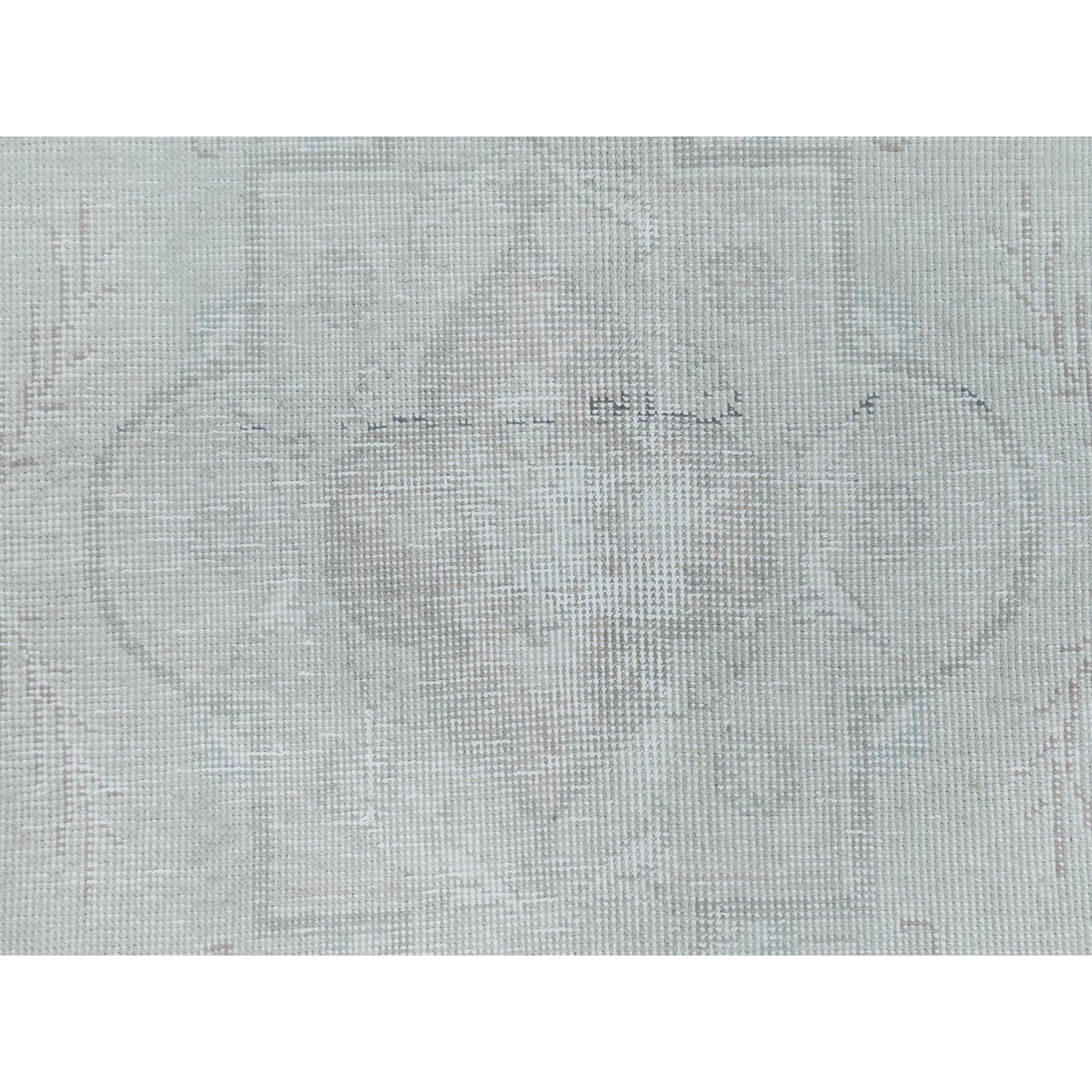 9'5"x12'6" Ivory, Shabby Chic Worn Wool Hand Knotted, Vintage Persian Tabriz Sheared Low Distressed Look, Oriental Rug Sh81691