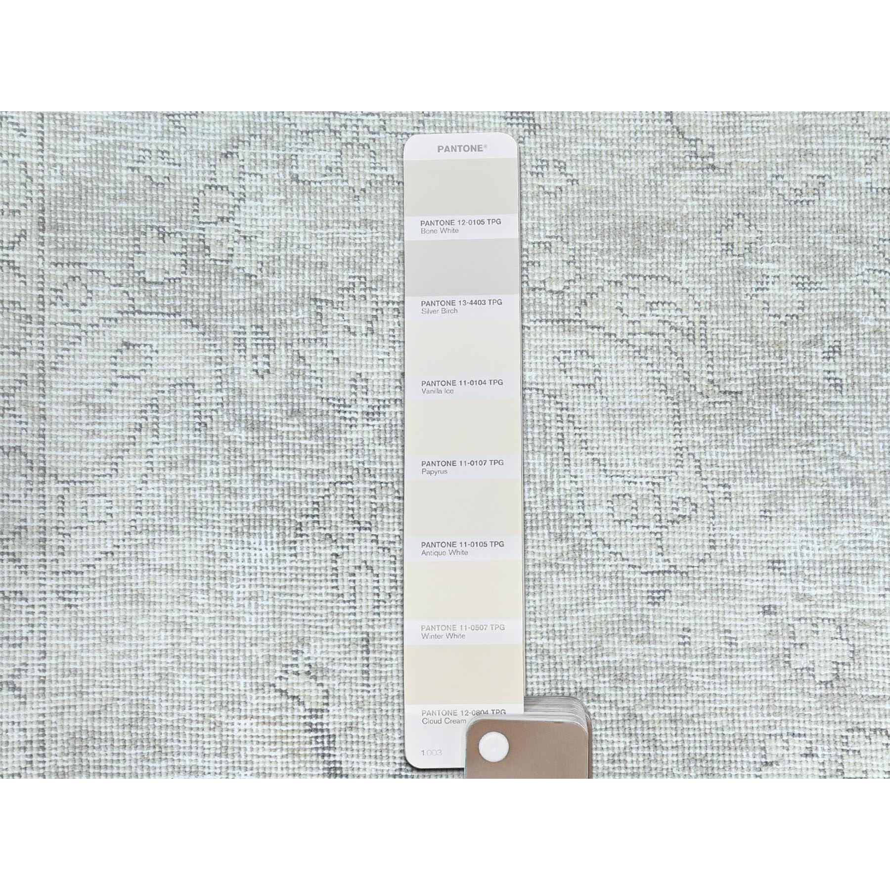 4'8"x6'2" Ivory, Hand Knotted Vintage Persian Tabriz Cropped Thin, Distressed Look Shabby Chic Worn Wool, Oriental Rug Sh81714