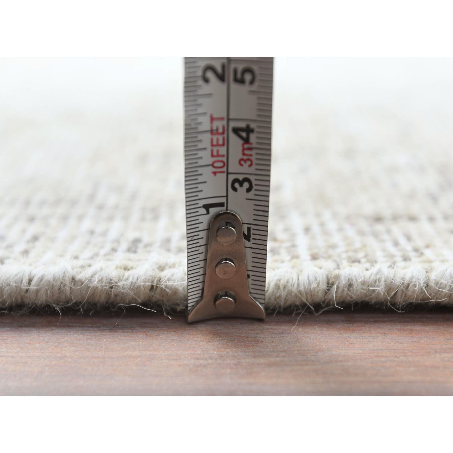 4'8"x6'2" Ivory, Hand Knotted Vintage Persian Tabriz Cropped Thin, Distressed Look Shabby Chic Worn Wool, Oriental Rug Sh81714
