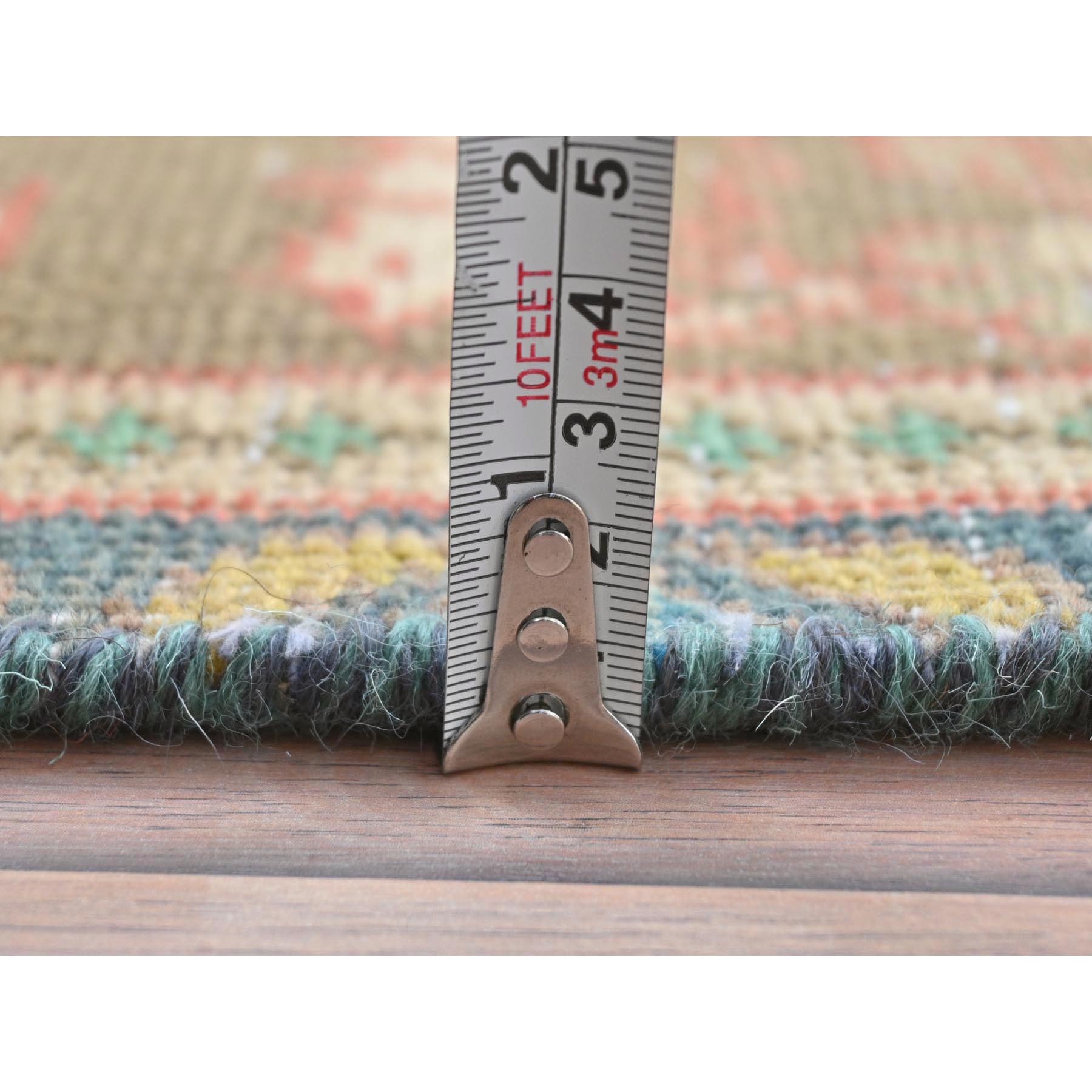 3'x10'1" Taupe, Worn Down, Bohemian Vintage Persian Lilahan, Hand Knotted, Pure Wool, Professionally Cleaned Wide Runner Oriental Rug Sh81896