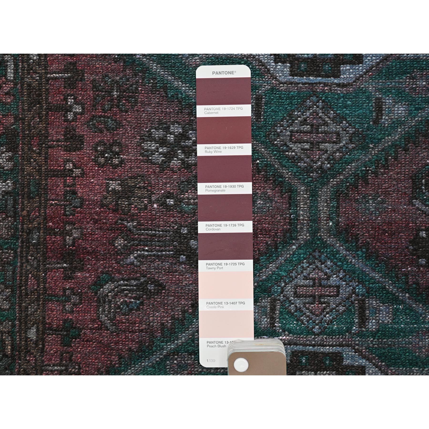 3'5"x9'7" Light Red Overdyed Vintage Persian Hamadan with Serrated Medallions, Hand Knotted Pure Wool, Clean, Worn Down, Wide Runner Oriental Rug Sh81919
