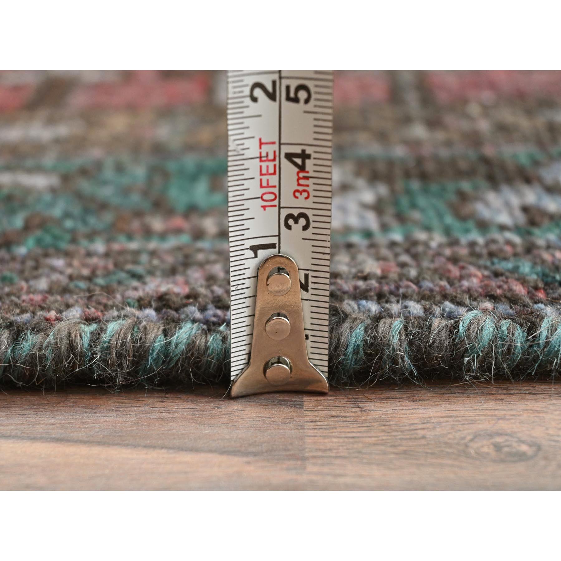 3'5"x9'7" Light Red Overdyed Vintage Persian Hamadan with Serrated Medallions, Hand Knotted Pure Wool, Clean, Worn Down, Wide Runner Oriental Rug Sh81919