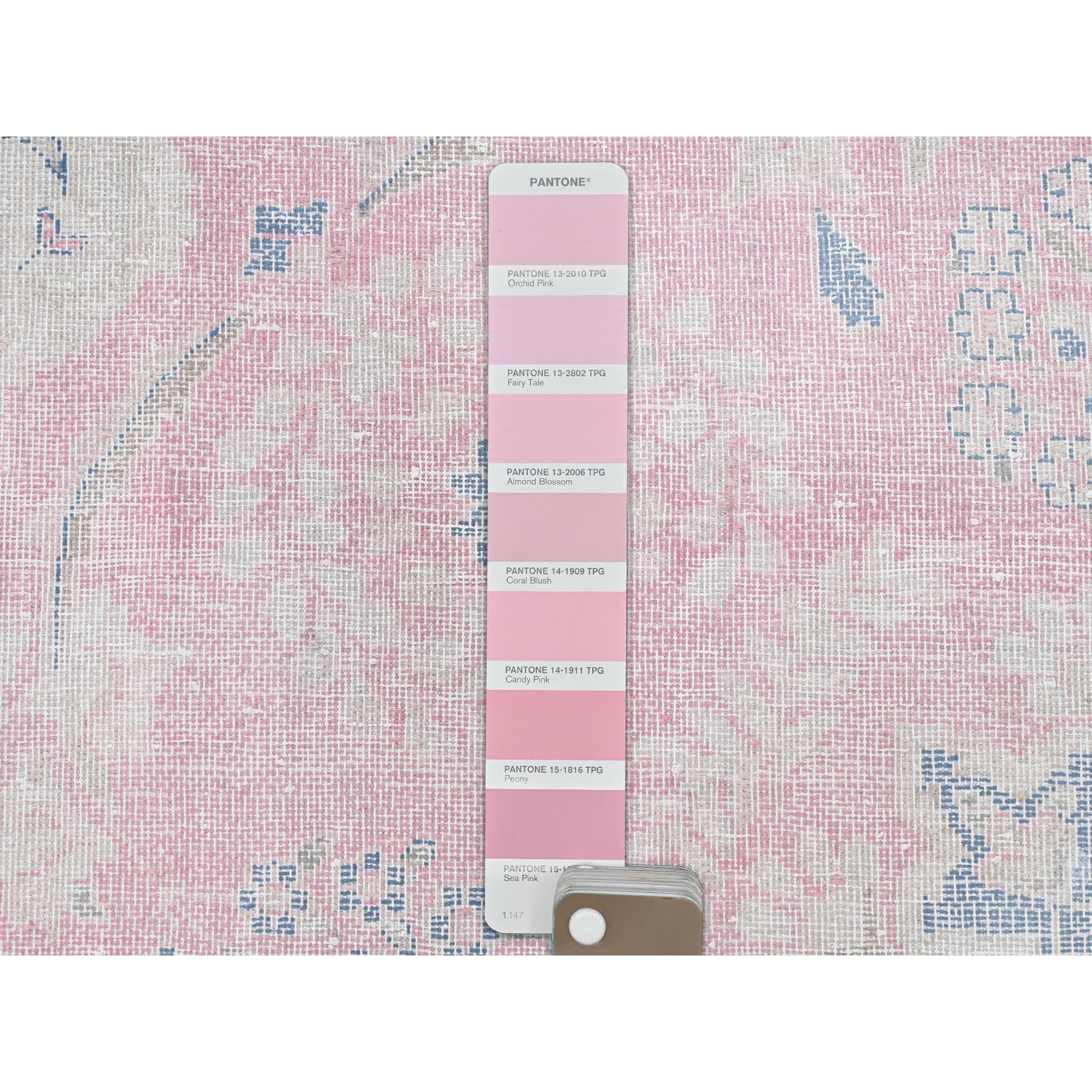 8'5"x11'9" Soft Pink, Vintage Persian Kerman, Sheared Low Distressed Look, Worn Wool Hand Knotted, Oriental Rug Sh81930