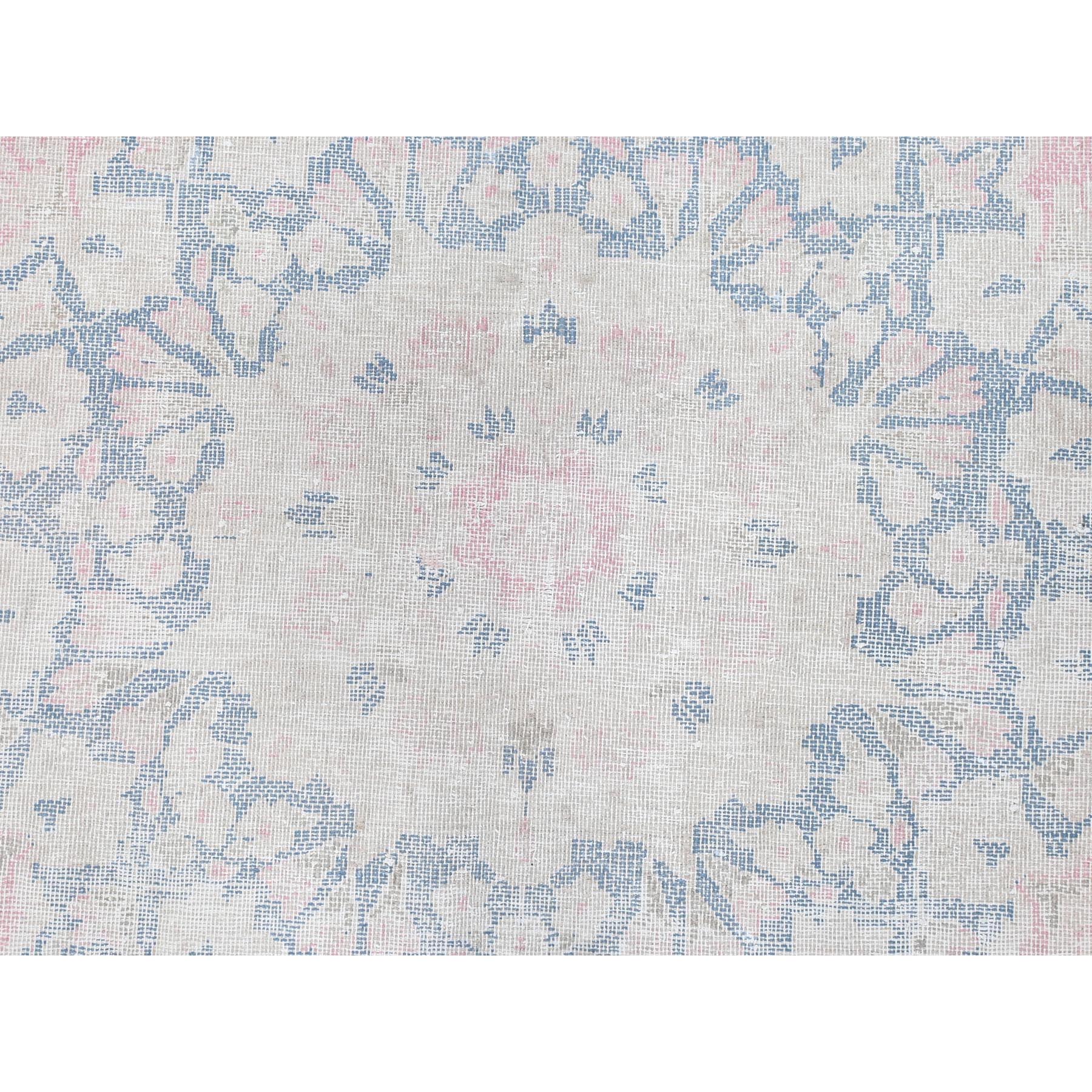 8'5"x11'9" Soft Pink, Vintage Persian Kerman, Sheared Low Distressed Look, Worn Wool Hand Knotted, Oriental Rug Sh81930