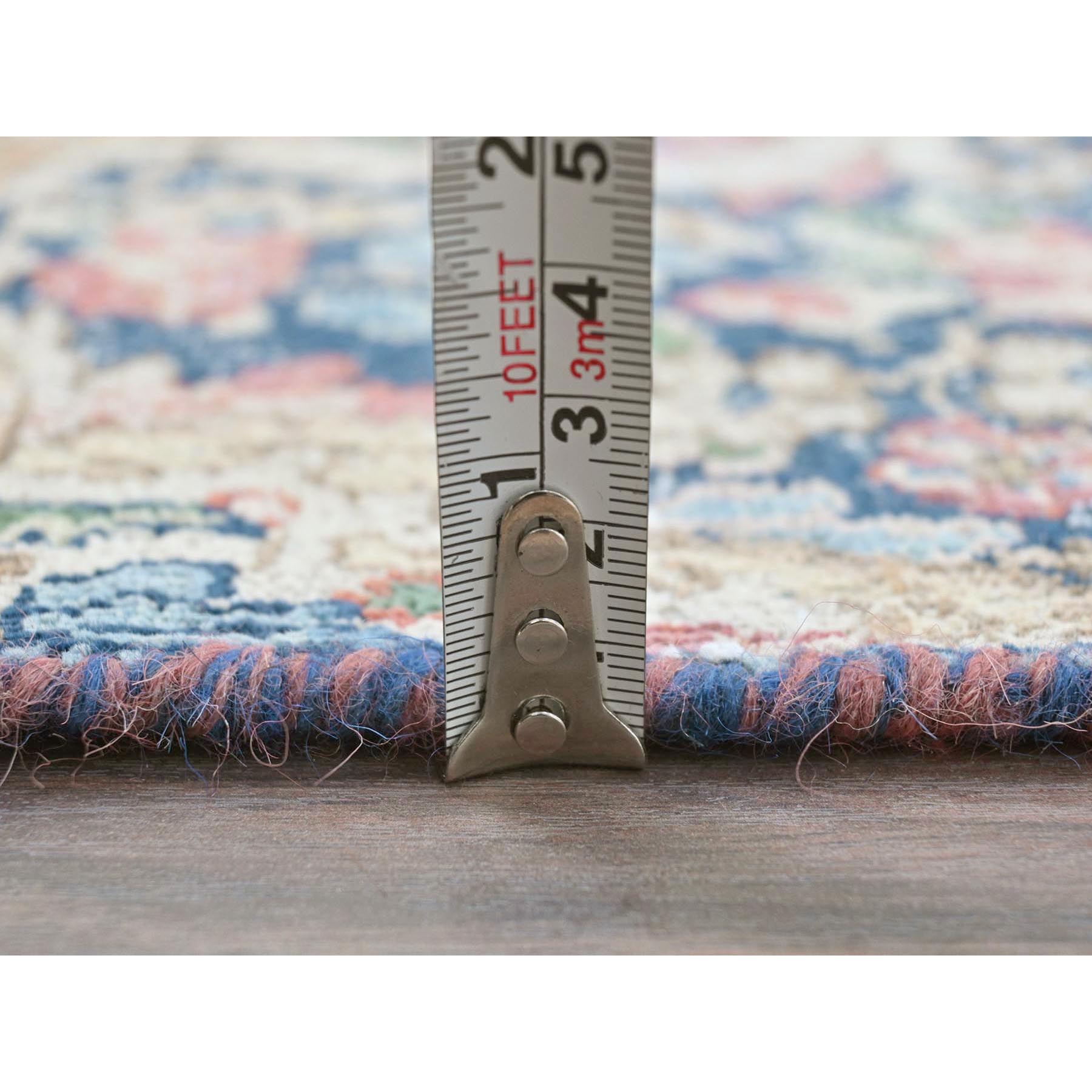 3'9"x7' Vine Red, Vintage Persian Kerman Sheared Low, Distressed Look Worn Wool Hand Knotted, Oriental Rug Sh81946