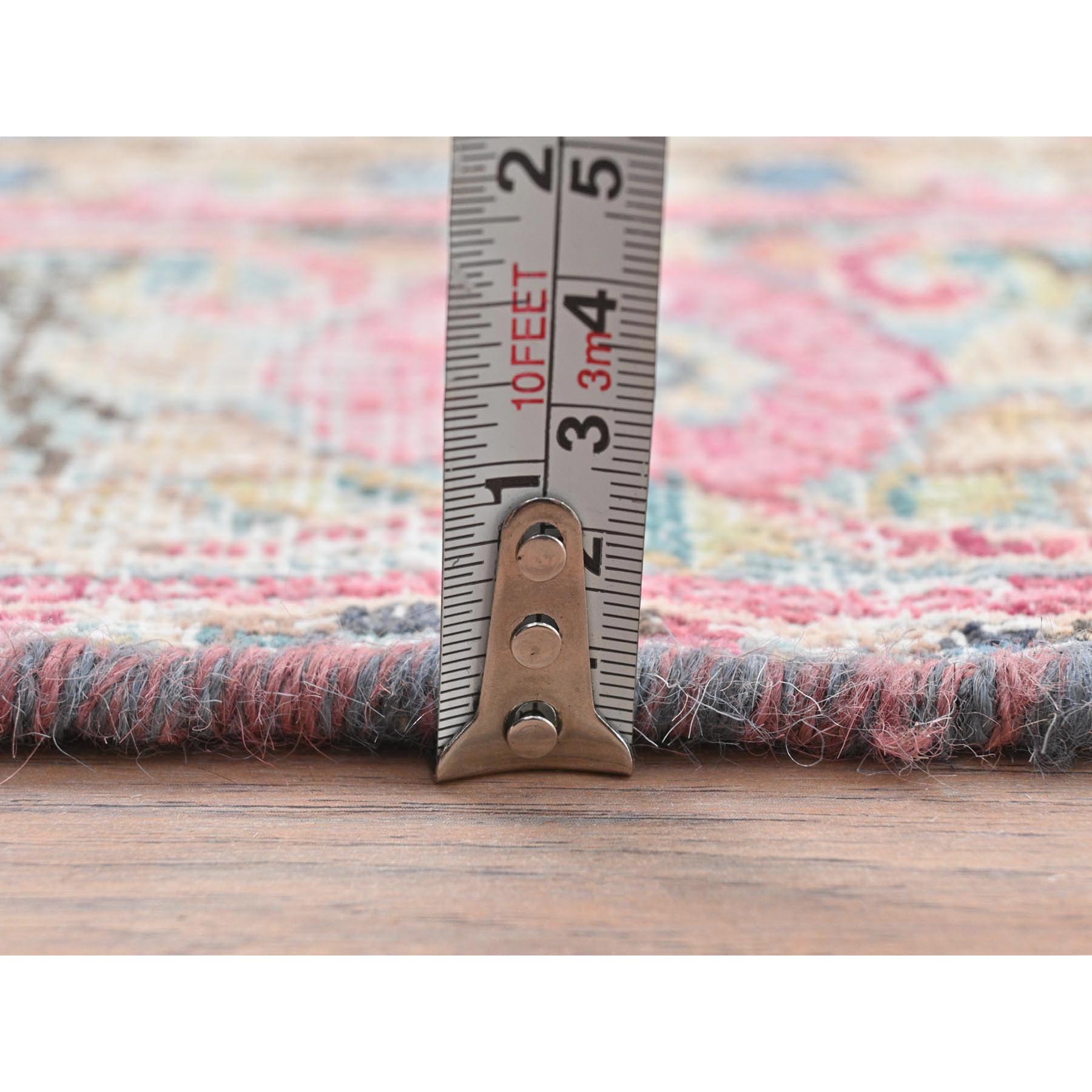 3'7"x5'9" Navy Blue, Hand Knotted Old Persian Kerman, Cropped Thin Distressed Look Worn Wool, Oriental Rug Sh81947