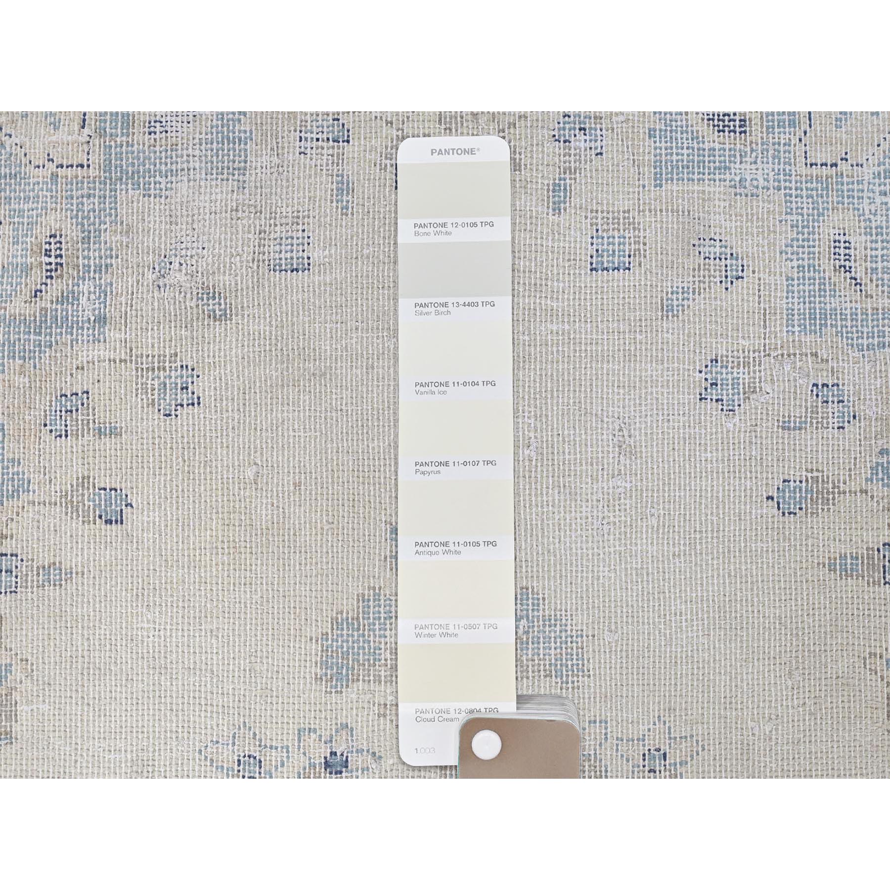 2'4"x4'6" Ivory, Worn Wool Hand Knotted, Old Persian Kerman Shabby Chic Cropped Thin Distressed Look, Oriental Rug Sh81975