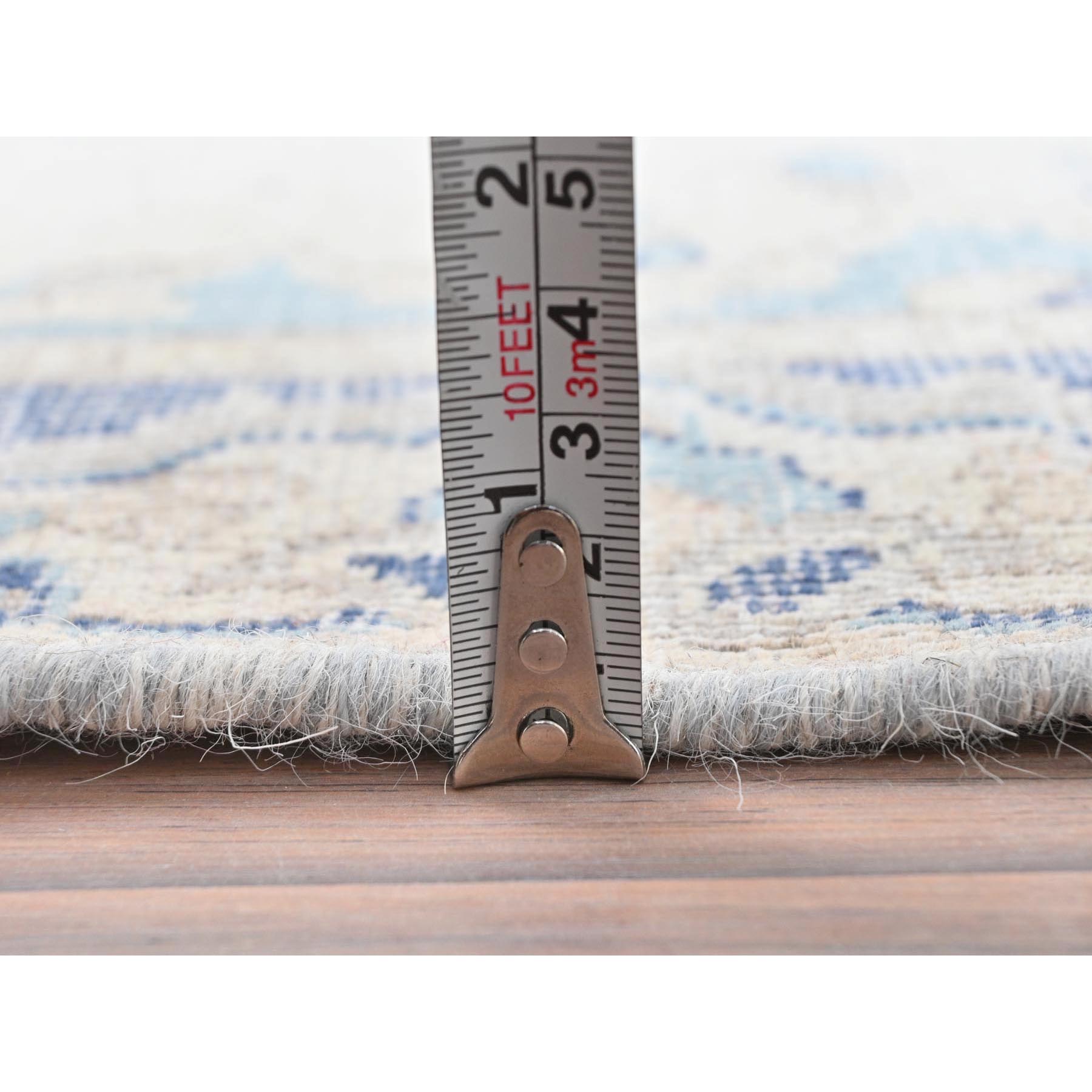 2'4"x4'6" Ivory, Worn Wool Hand Knotted, Old Persian Kerman Shabby Chic Cropped Thin Distressed Look, Oriental Rug Sh81975
