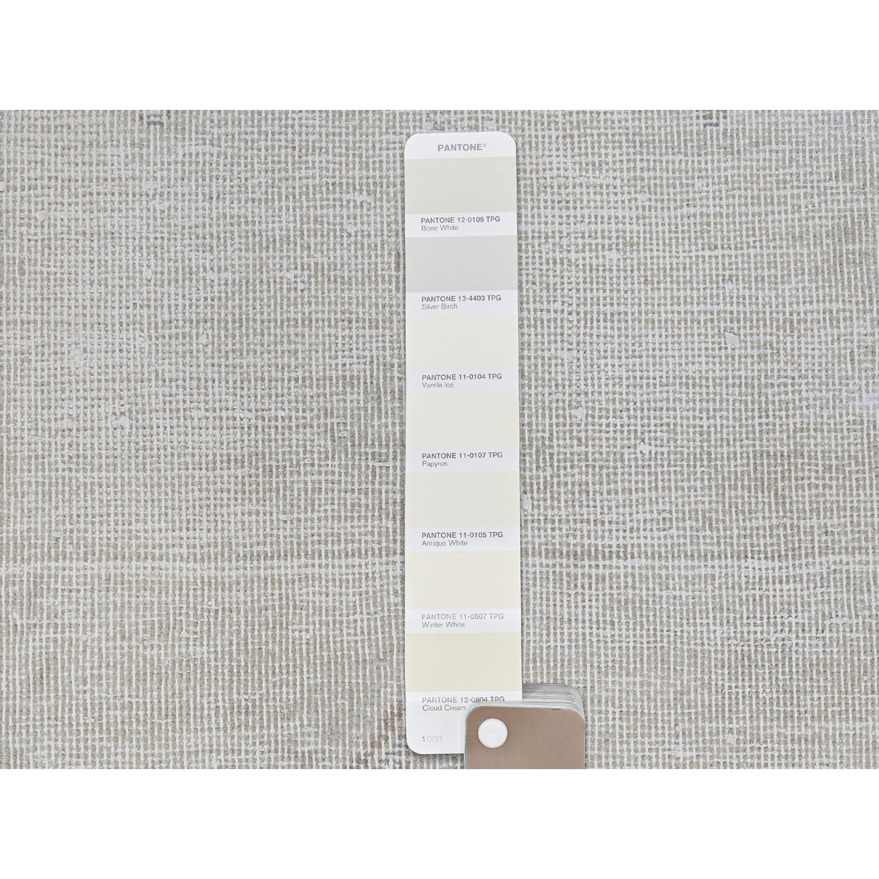 1'9"x3'6" Ivory, Cropped Thin Distressed Look Worn Wool, Hand Knotted Old Persian Kerman Shabby Chic, Oriental Rug Sh81977