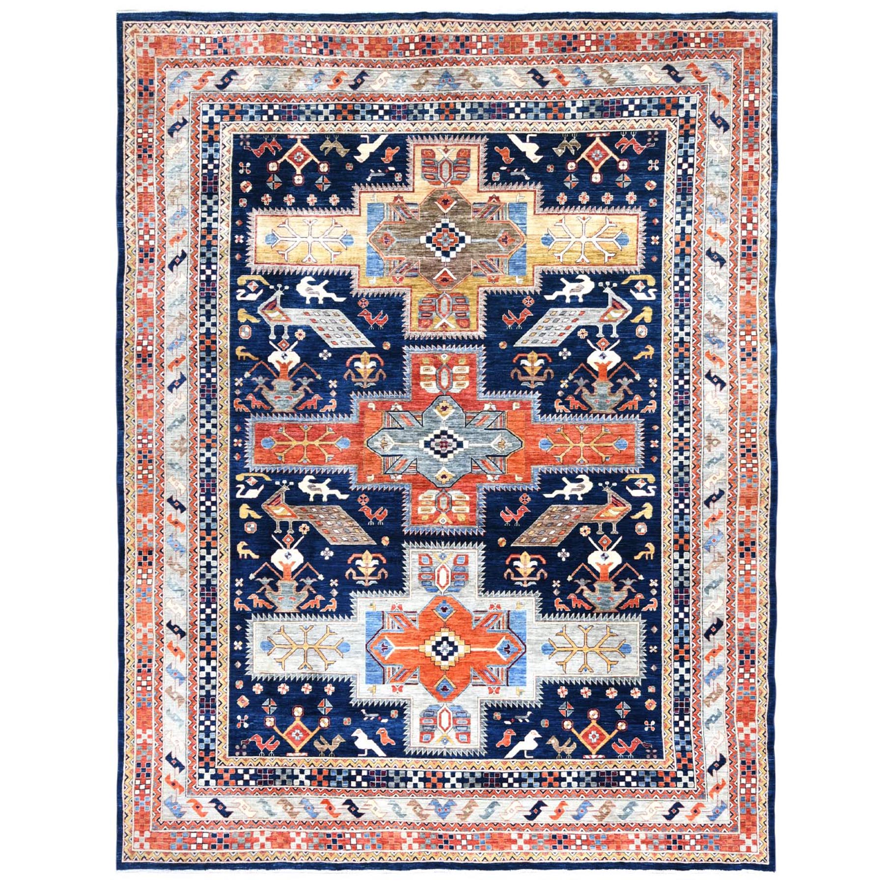 traditional Wool Hand-Knotted Area Rug 10'1