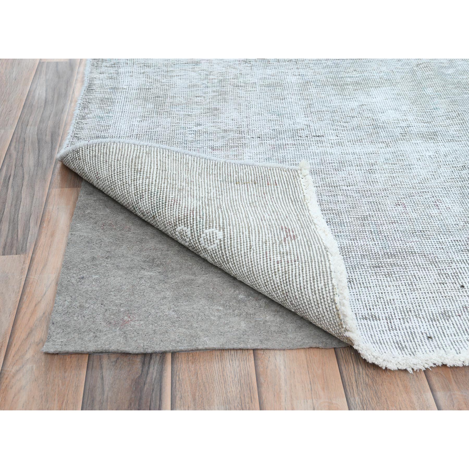 9'7"x12'4" Blueish Gray, Distressed Feel Worn Wool, Hand Knotted Vintage Persian Tabriz, Shaved Down, Oriental Rug Sh82095