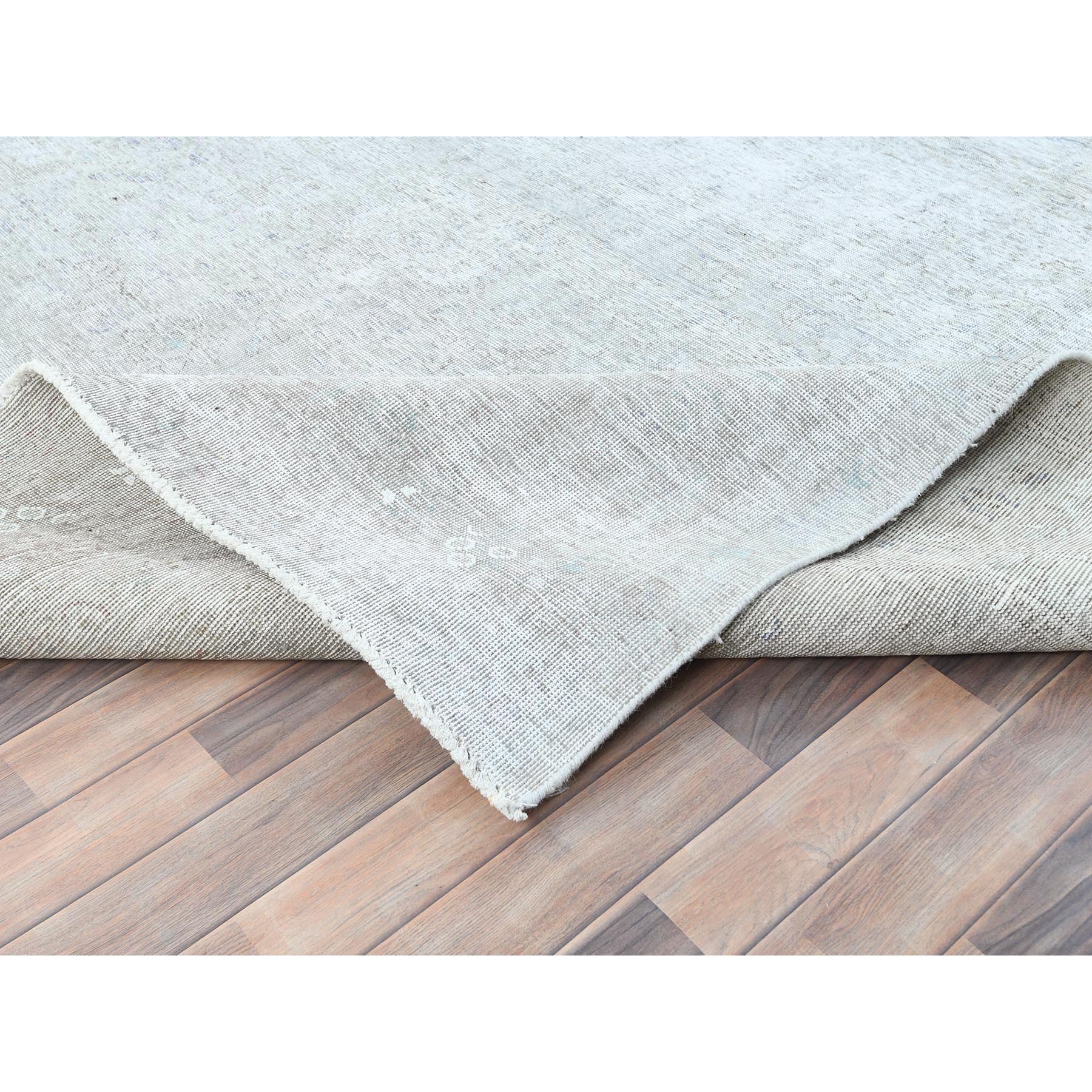 9'7"x12'4" Blueish Gray, Distressed Feel Worn Wool, Hand Knotted Vintage Persian Tabriz, Shaved Down, Oriental Rug Sh82095