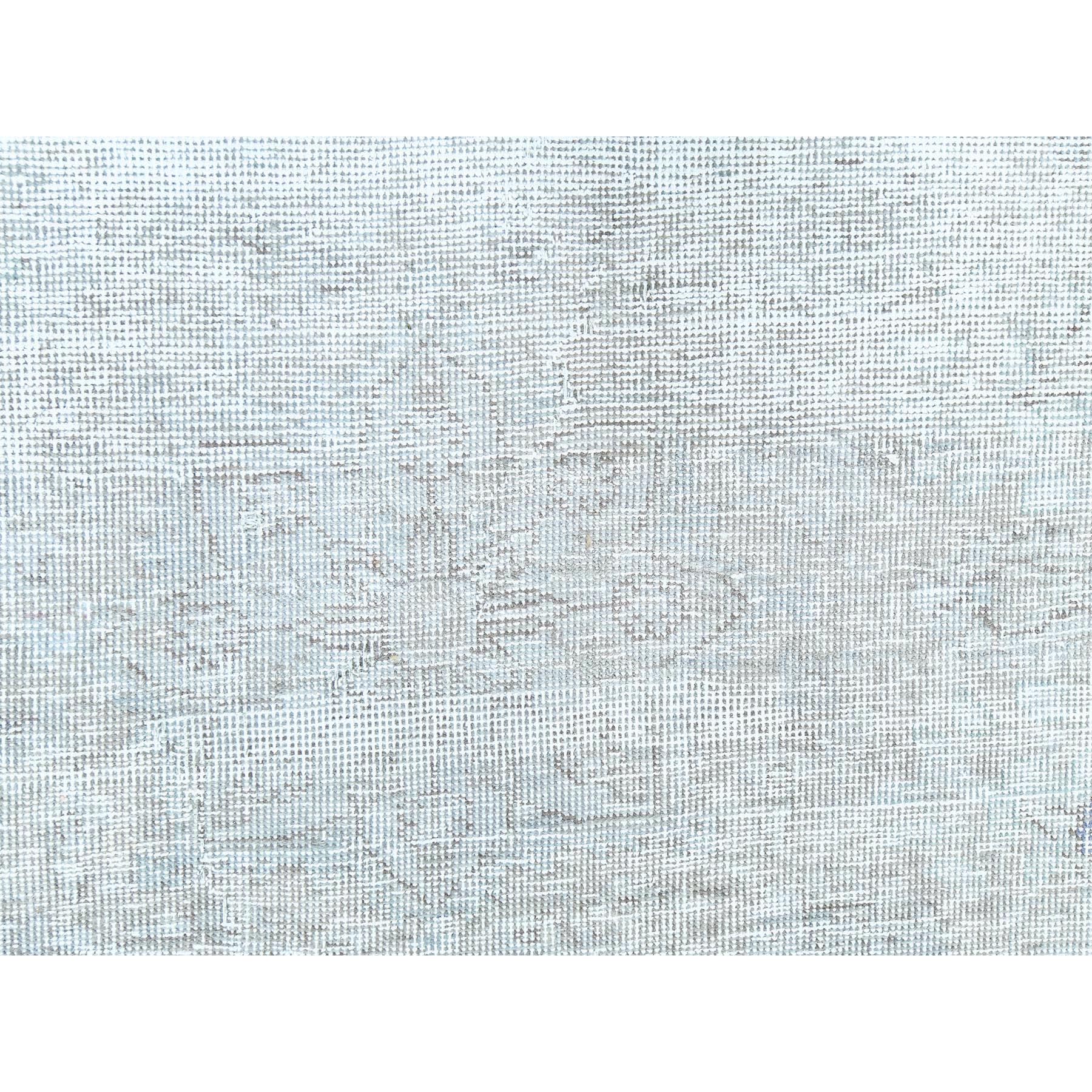 9'7"x12'4" Blueish Gray, Distressed Feel Worn Wool, Hand Knotted Vintage Persian Tabriz, Shaved Down, Oriental Rug Sh82095