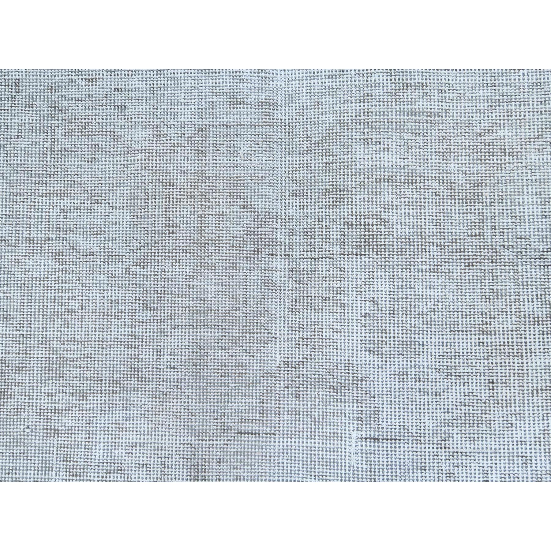 7'x10'2" Light Gray, Hand Knotted Vintage Persian Tabriz, Shaved Down Rustic Look, Worn Wool, Oriental Rug Sh82105