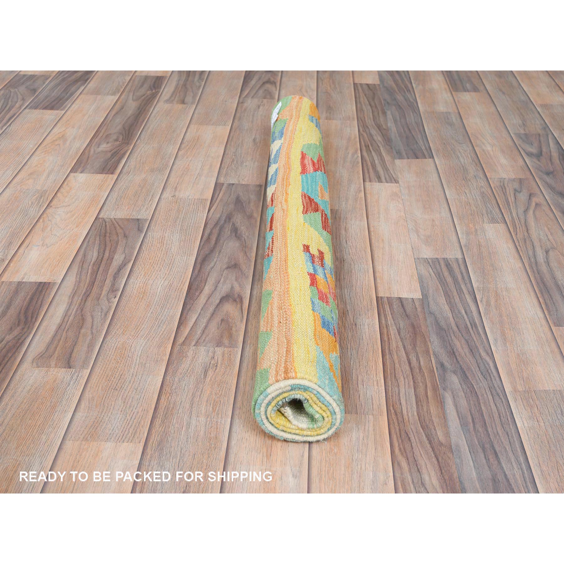 2'10"x4'8" Colorful, Natural Dyes Flat Weave, Organic Wool Hand Woven, Afghan Kilim with Geometric Design Reversible, Oriental Rug Sh82204