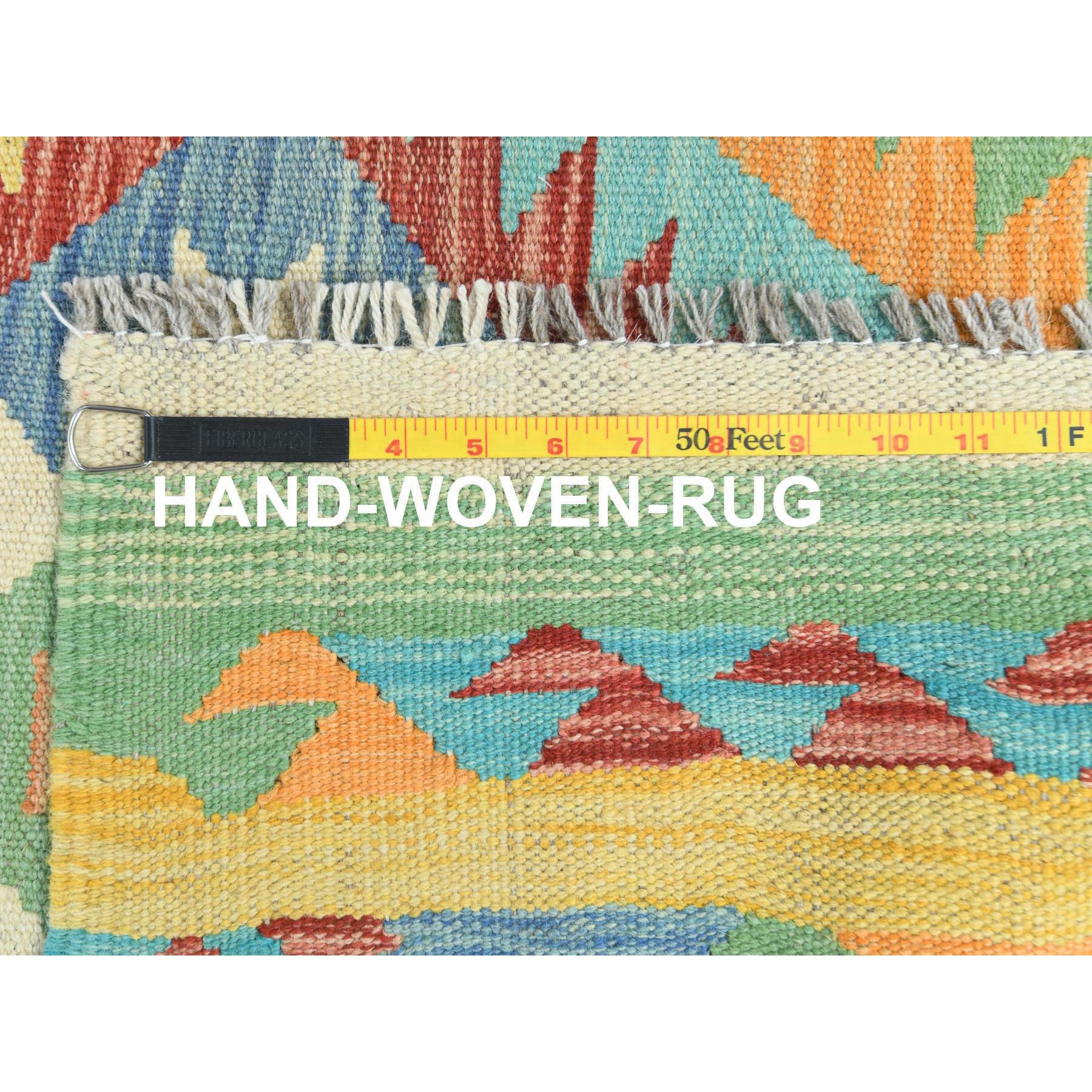 2'10"x4'8" Colorful, Natural Dyes Flat Weave, Organic Wool Hand Woven, Afghan Kilim with Geometric Design Reversible, Oriental Rug Sh82204