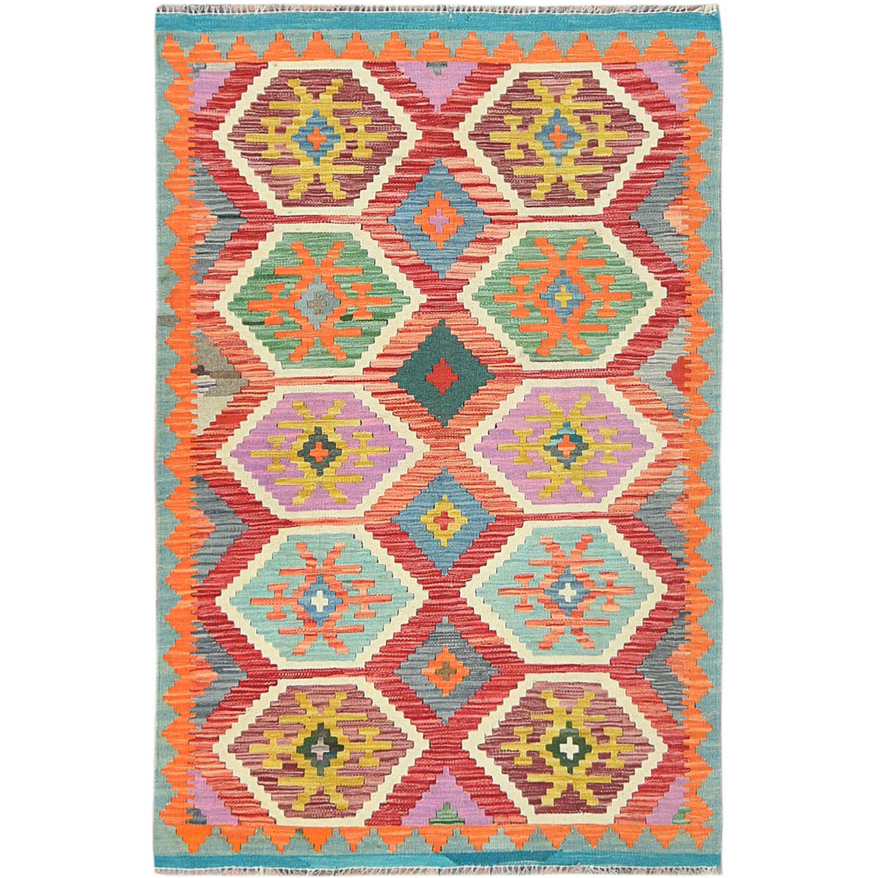 traditional Wool Hand-Woven Area Rug 3'5