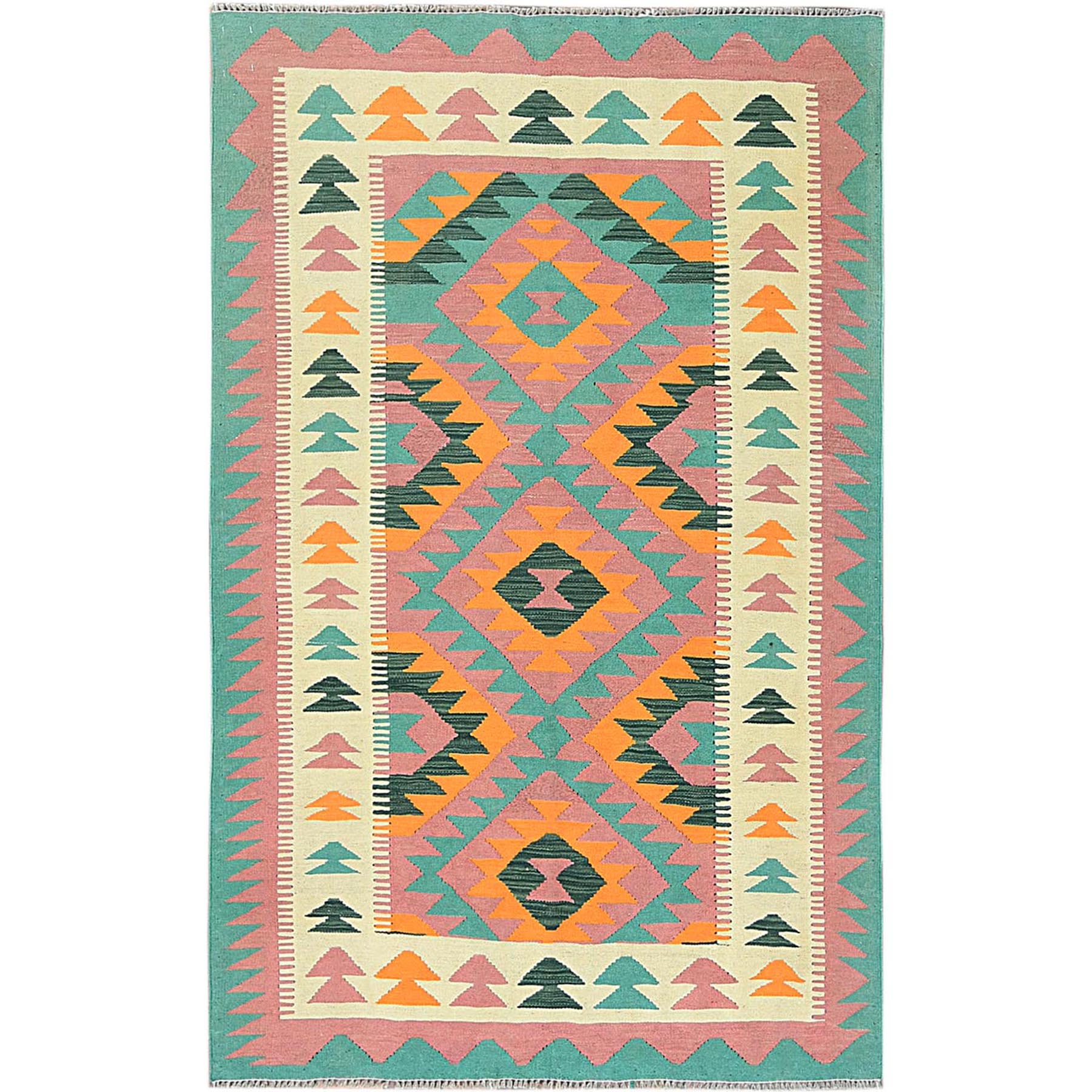 traditional Wool Hand-Woven Area Rug 3'9
