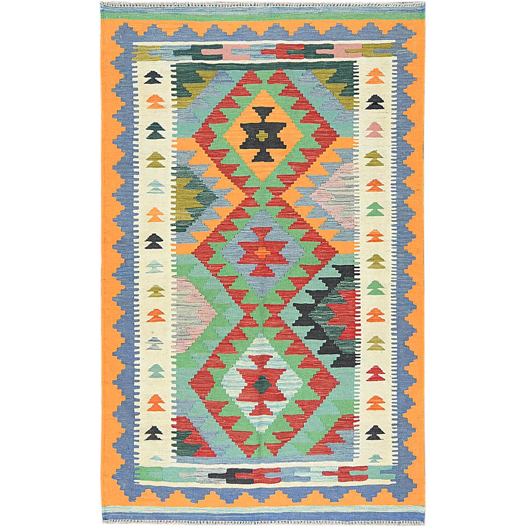 traditional Wool Hand-Woven Area Rug 3'10