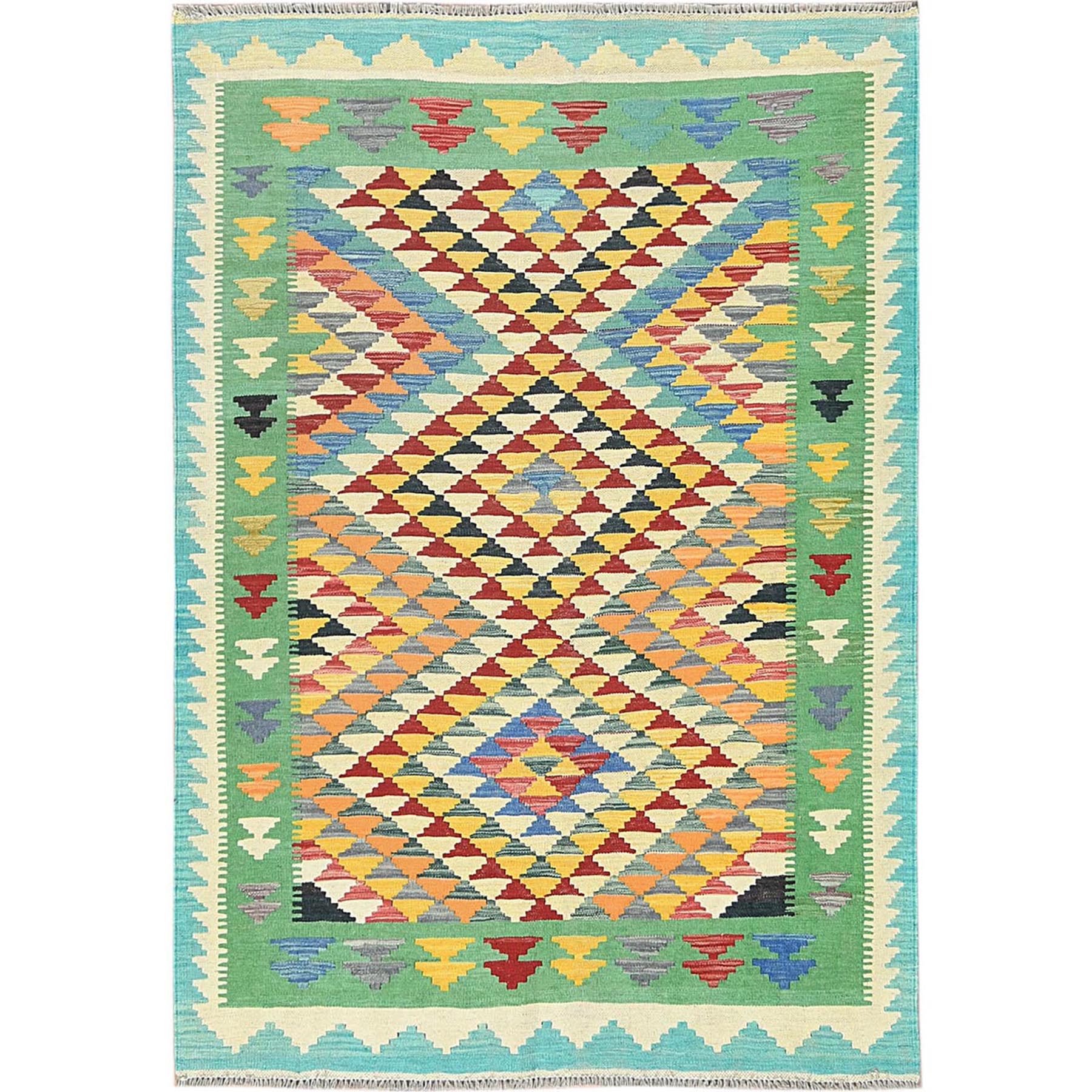 traditional Wool Hand-Woven Area Rug 4'2