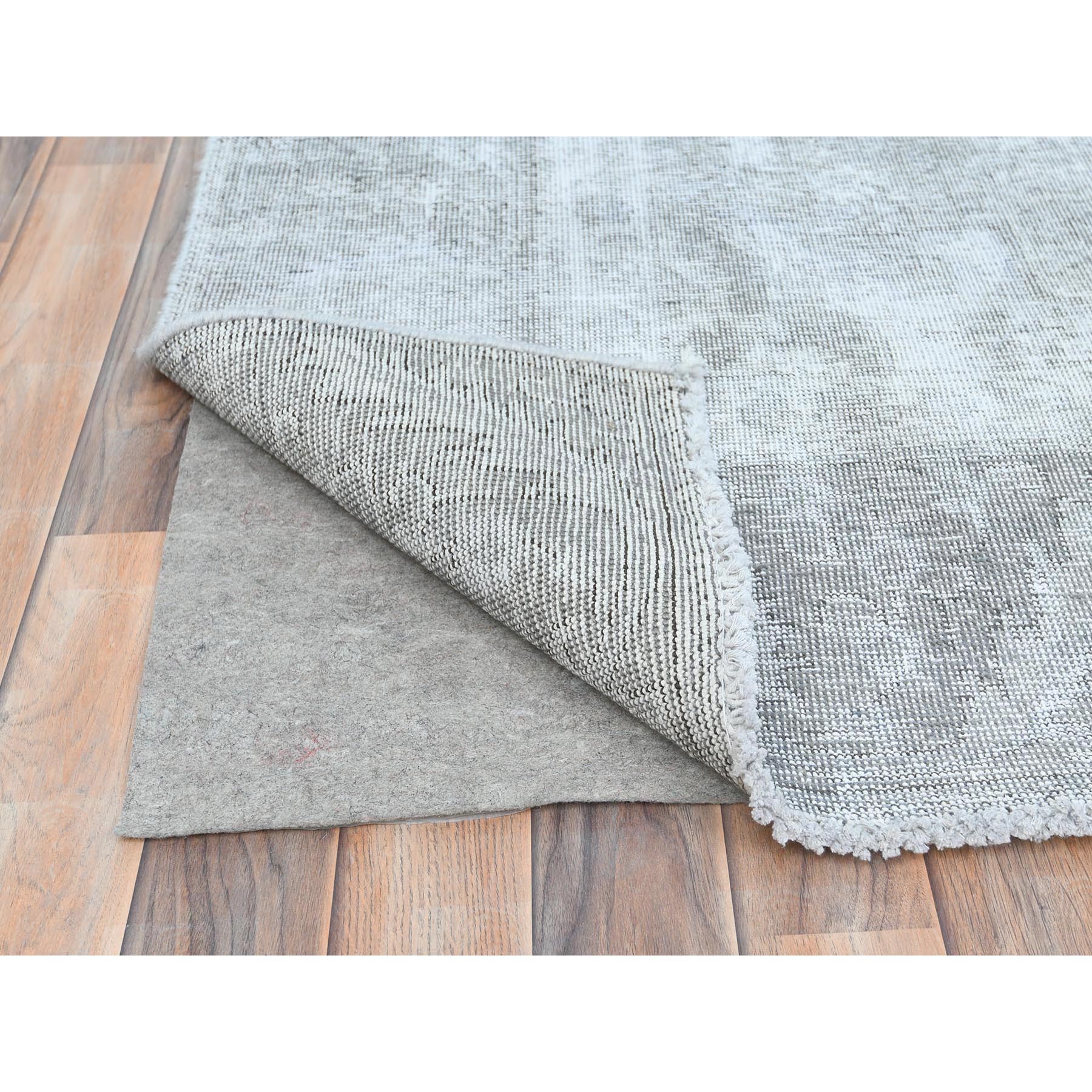 8'10"x12' Blueish Gray, Distressed Feel Worn Wool, Hand Knotted Vintage Persian Tabriz, Shaved Down, Oriental Rug Sh82339
