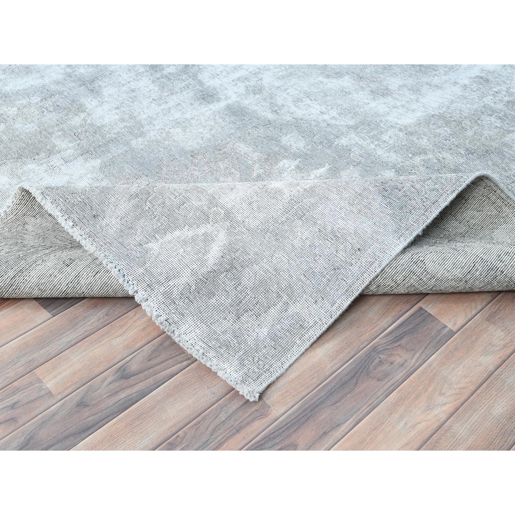 8'10"x12' Blueish Gray, Distressed Feel Worn Wool, Hand Knotted Vintage Persian Tabriz, Shaved Down, Oriental Rug Sh82339
