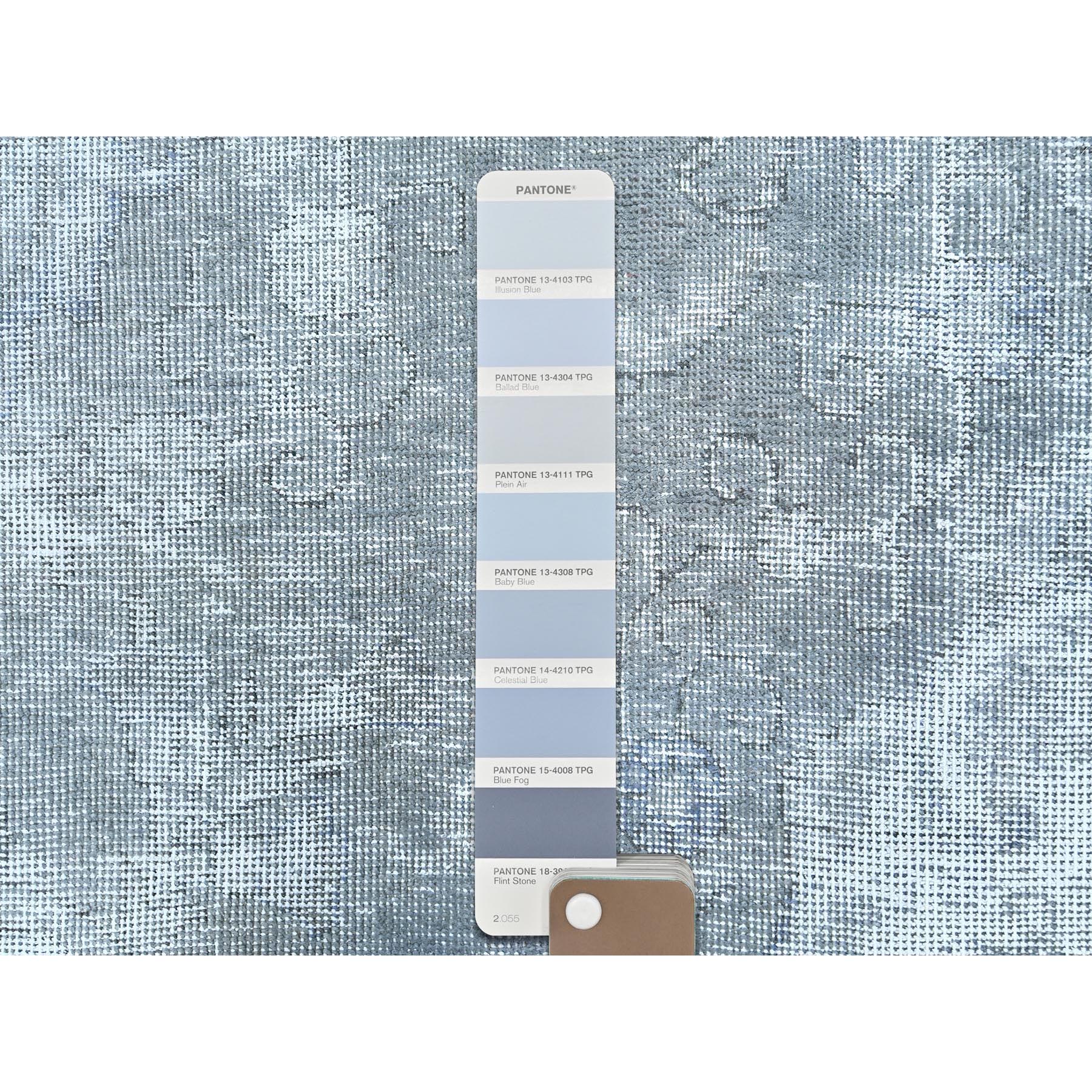 8'10"x12' Blueish Gray, Distressed Feel Worn Wool, Hand Knotted Vintage Persian Tabriz, Shaved Down, Oriental Rug Sh82339