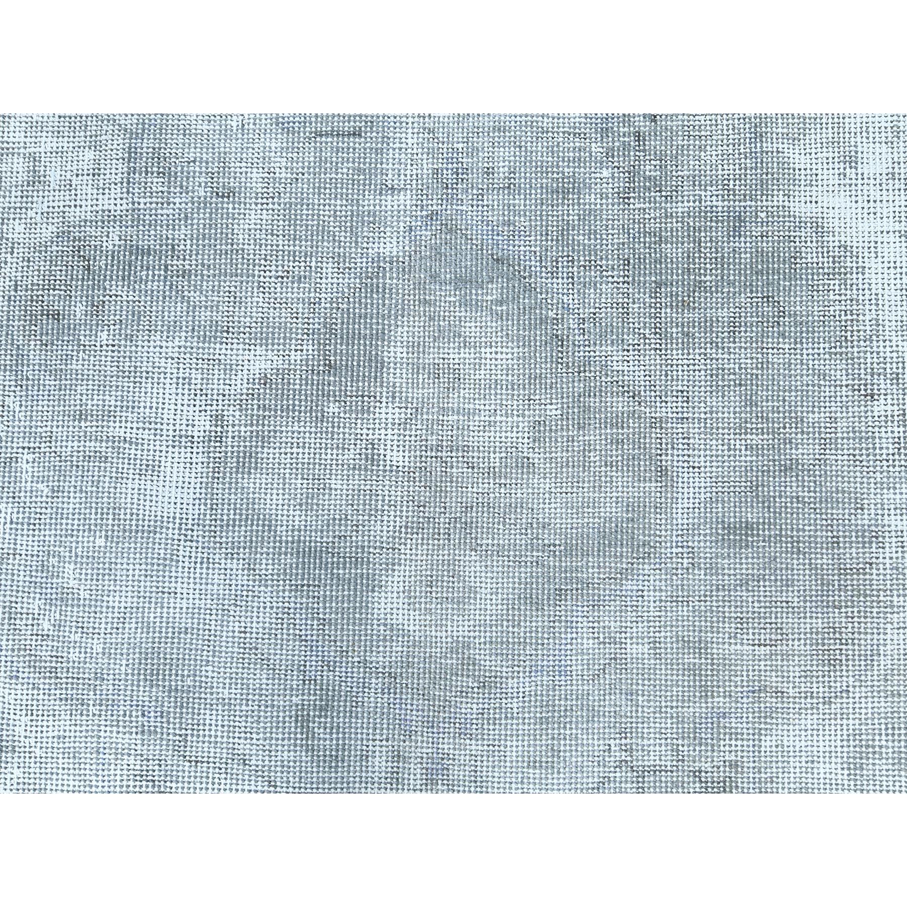 8'10"x12' Blueish Gray, Distressed Feel Worn Wool, Hand Knotted Vintage Persian Tabriz, Shaved Down, Oriental Rug Sh82339