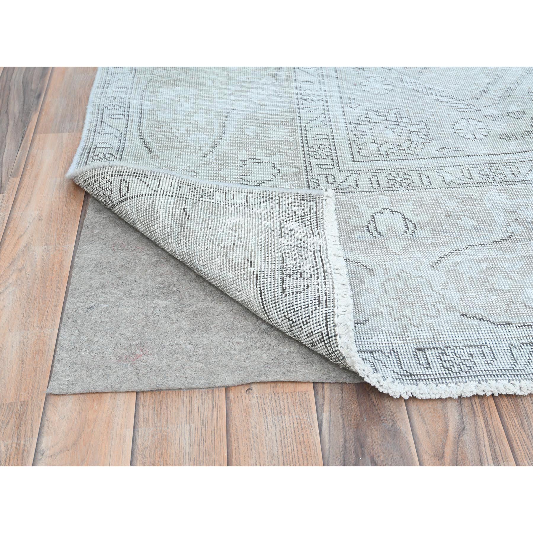 9'4"x12'3" Blueish Gray, Worn Down Rustic Feel, Worn Wool Hand Knotted, Vintage Persian Tabriz, Oriental Rug Sh82340