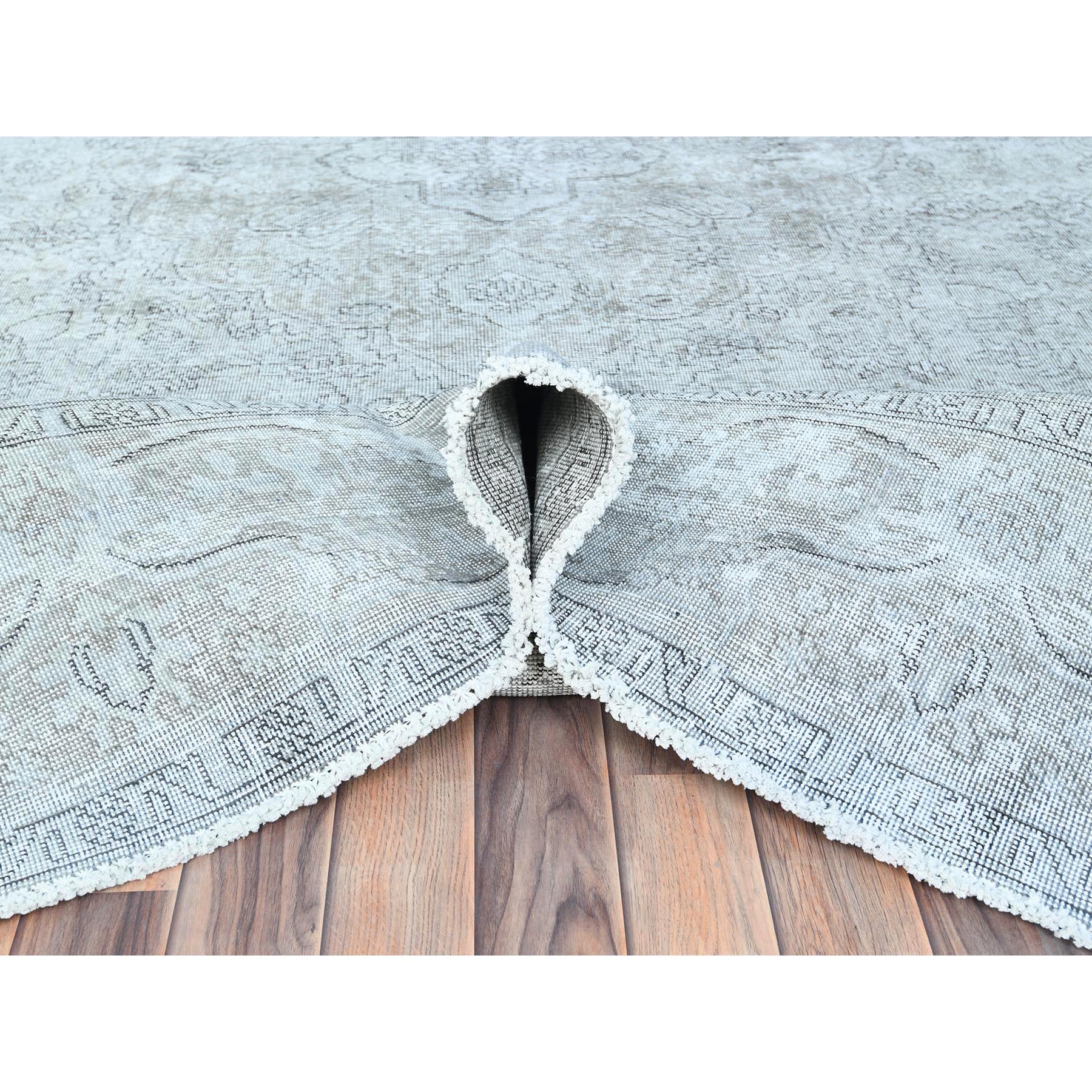 9'4"x12'3" Blueish Gray, Worn Down Rustic Feel, Worn Wool Hand Knotted, Vintage Persian Tabriz, Oriental Rug Sh82340