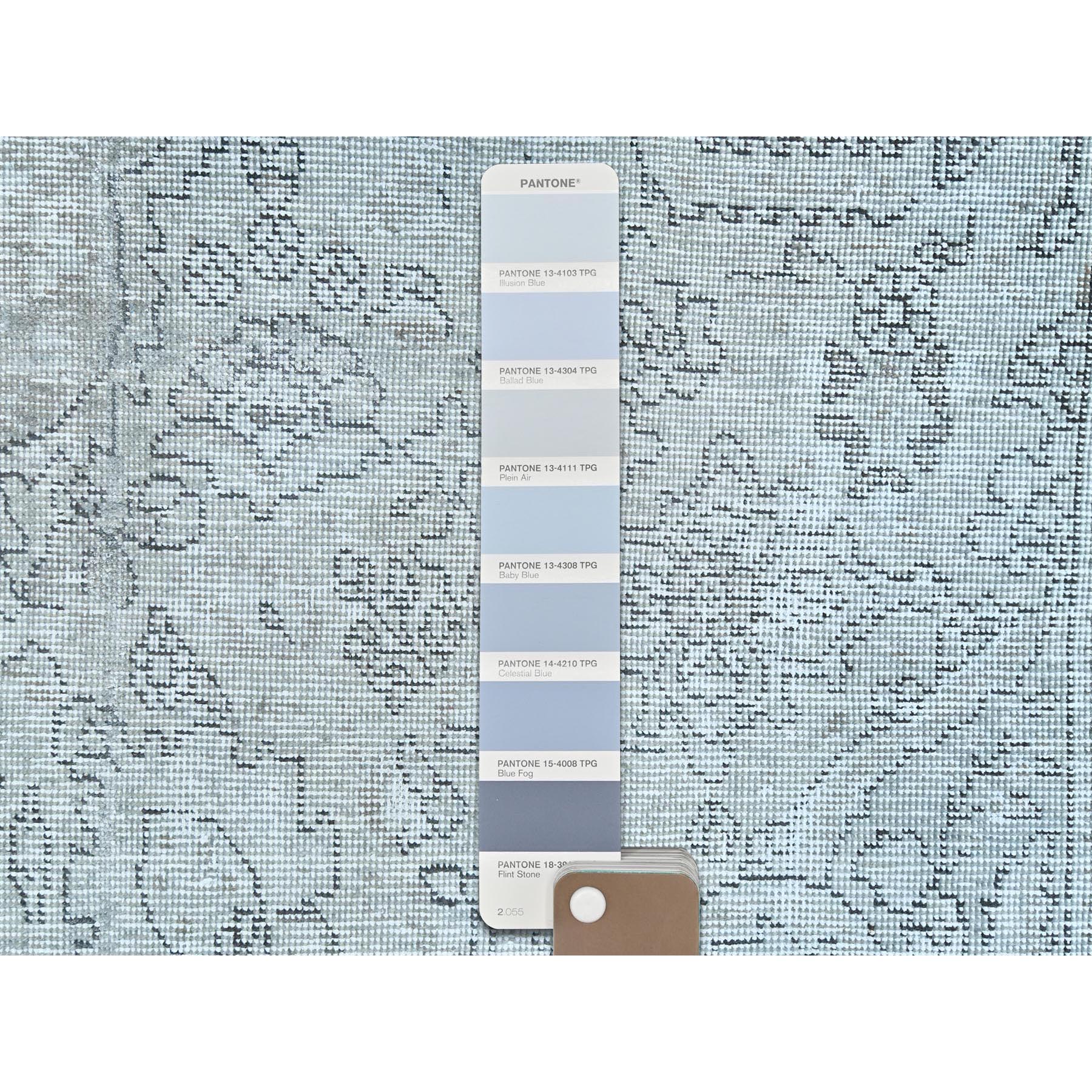 9'4"x12'3" Blueish Gray, Worn Down Rustic Feel, Worn Wool Hand Knotted, Vintage Persian Tabriz, Oriental Rug Sh82340
