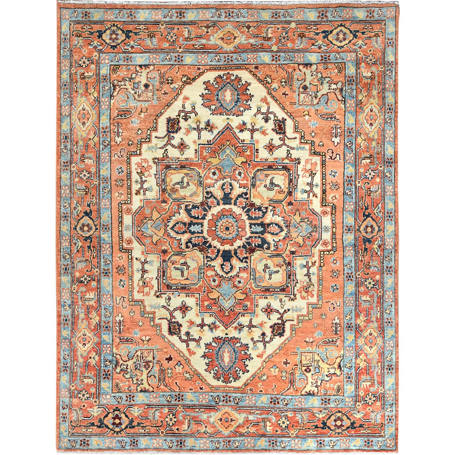  Wool Hand-Knotted Area Rug 4'10