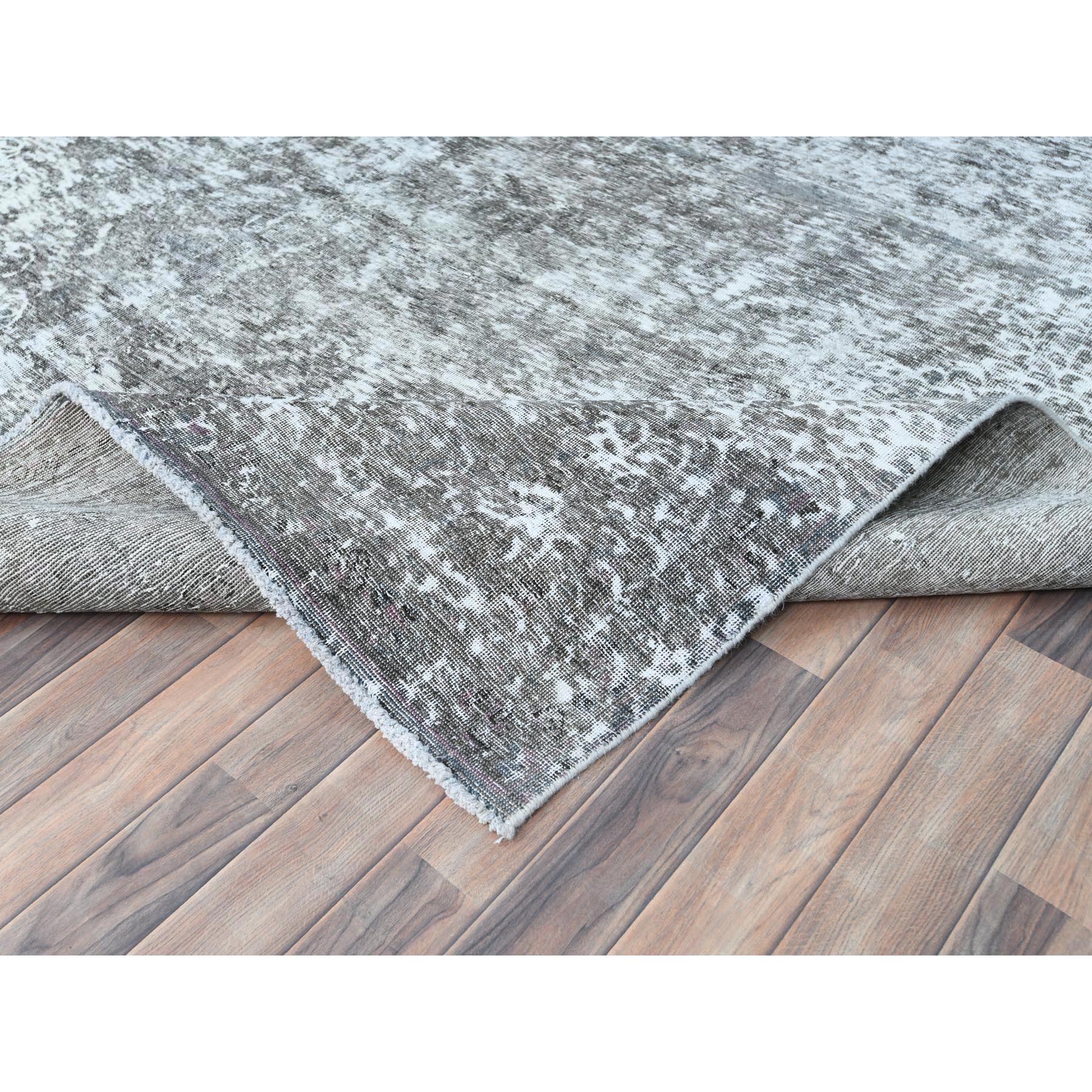 9'3"x12' Stone Gray, Worn Down Rustic Feel, Worn Wool Hand Knotted, Semi Antique Persian Tabriz, Oriental Rug Sh82544