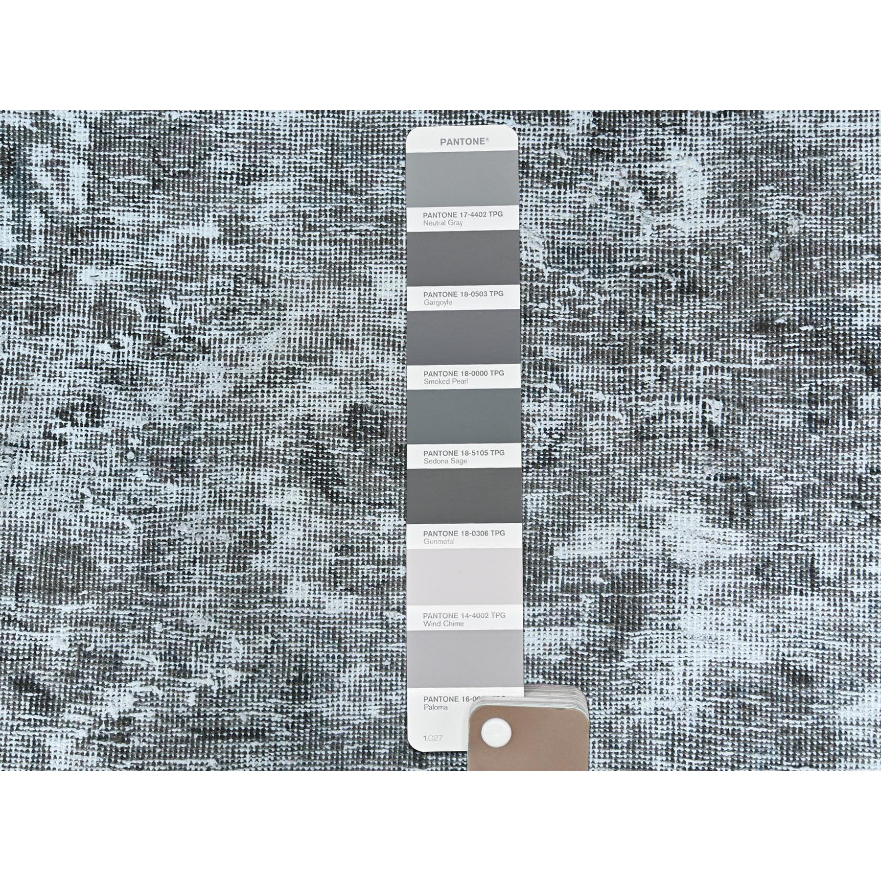 9'3"x12' Stone Gray, Worn Down Rustic Feel, Worn Wool Hand Knotted, Semi Antique Persian Tabriz, Oriental Rug Sh82544