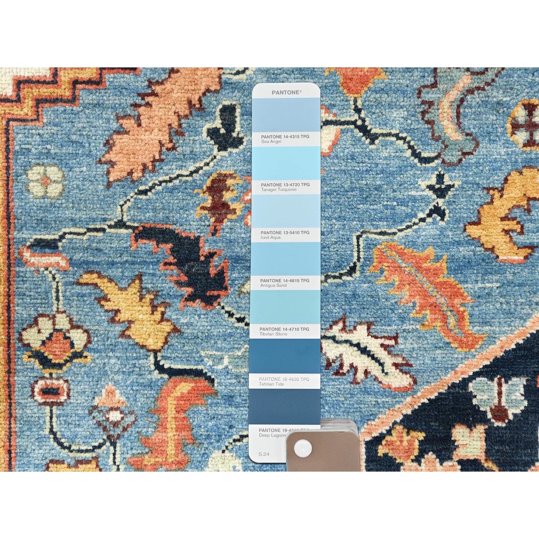 8'x9'6" Coral Orange, Afghan Peshawar with Large Medallion Heriz Design Vegetable Dyes, 100% Wool Hand Knotted, Oriental Rug Sh82676