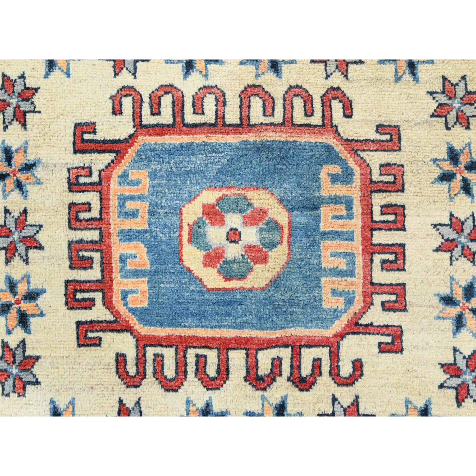 7'9"x10'8" Ash Gray, Special Kazak with All Over Medallions Natural Dyes, 100% Wool Hand Knotted, Oriental Rug Sh82706