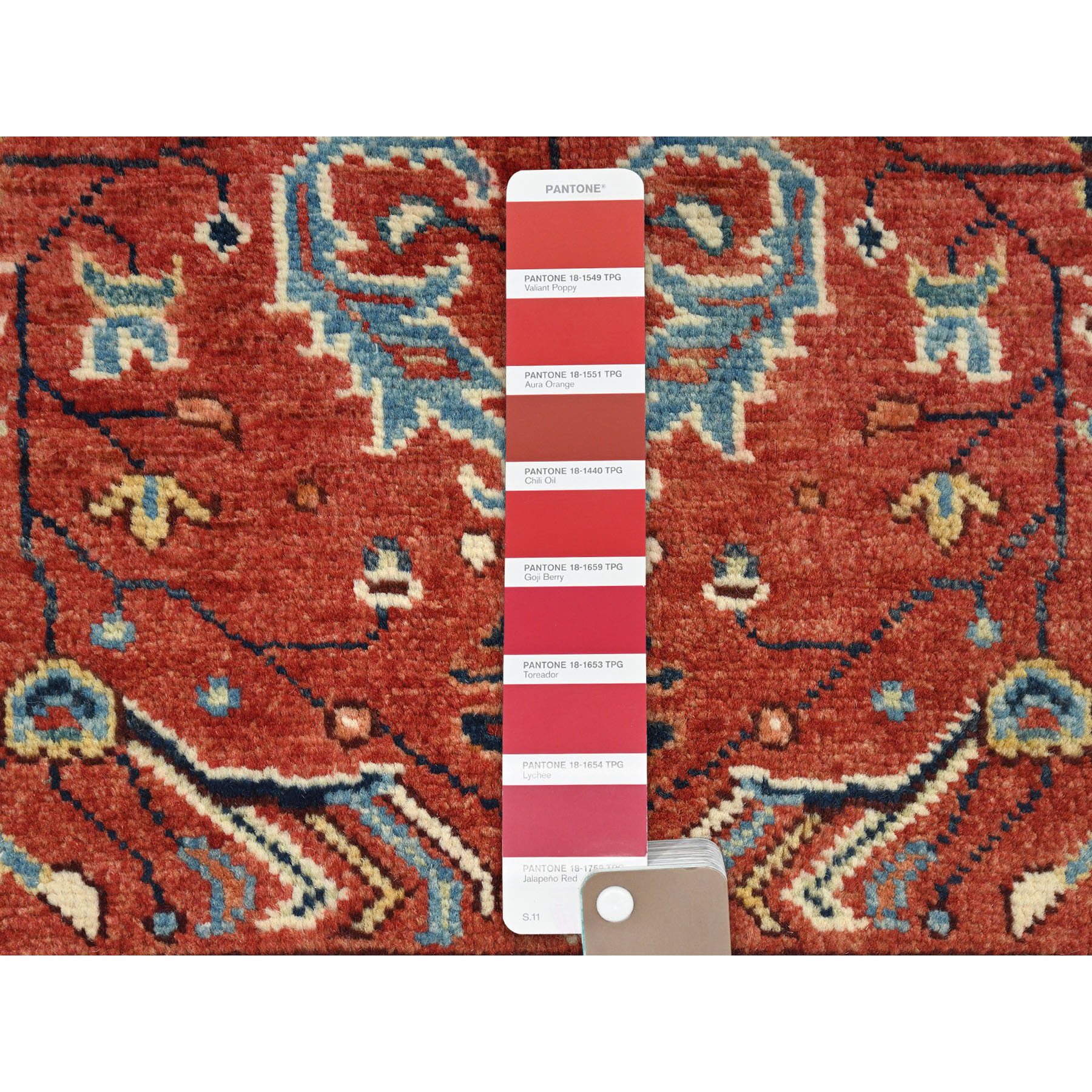 2'1"x2'10" Imperial Red, Natural Wool Hand Knotted, Afghan Peshawar with All Over Heriz Design Vegetable Dyes, Mat Oriental Rug Sh82857