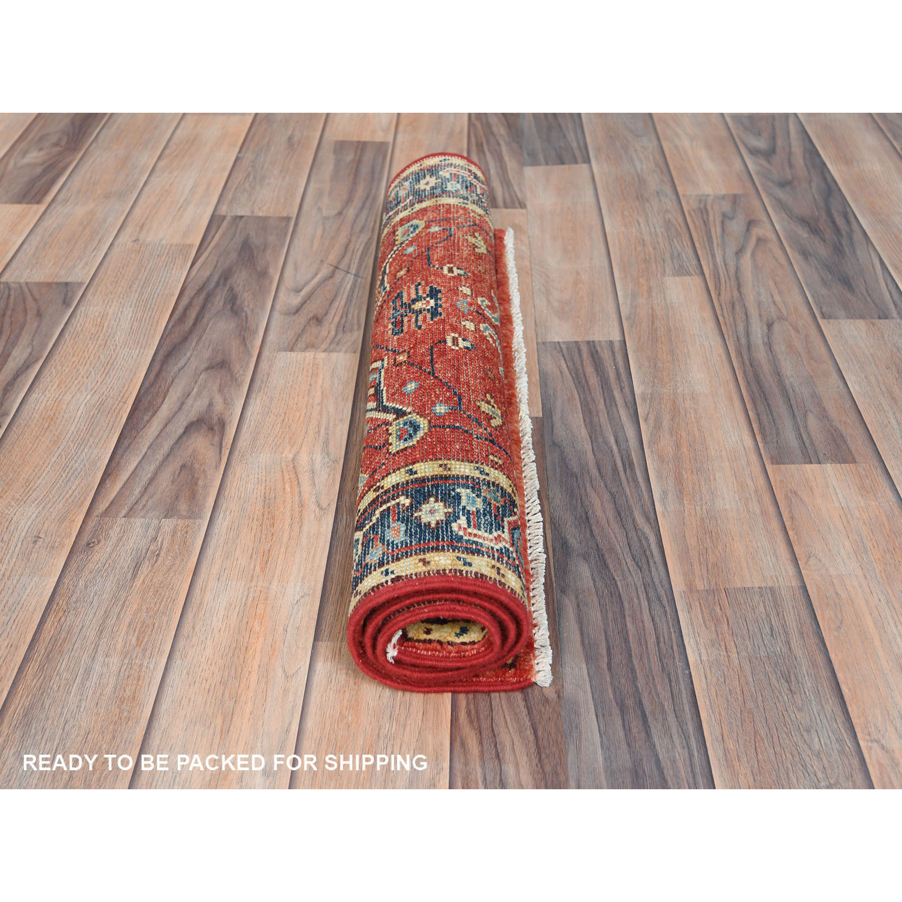 2'1"x2'10" Imperial Red, Natural Wool Hand Knotted, Afghan Peshawar with All Over Heriz Design Vegetable Dyes, Mat Oriental Rug Sh82857