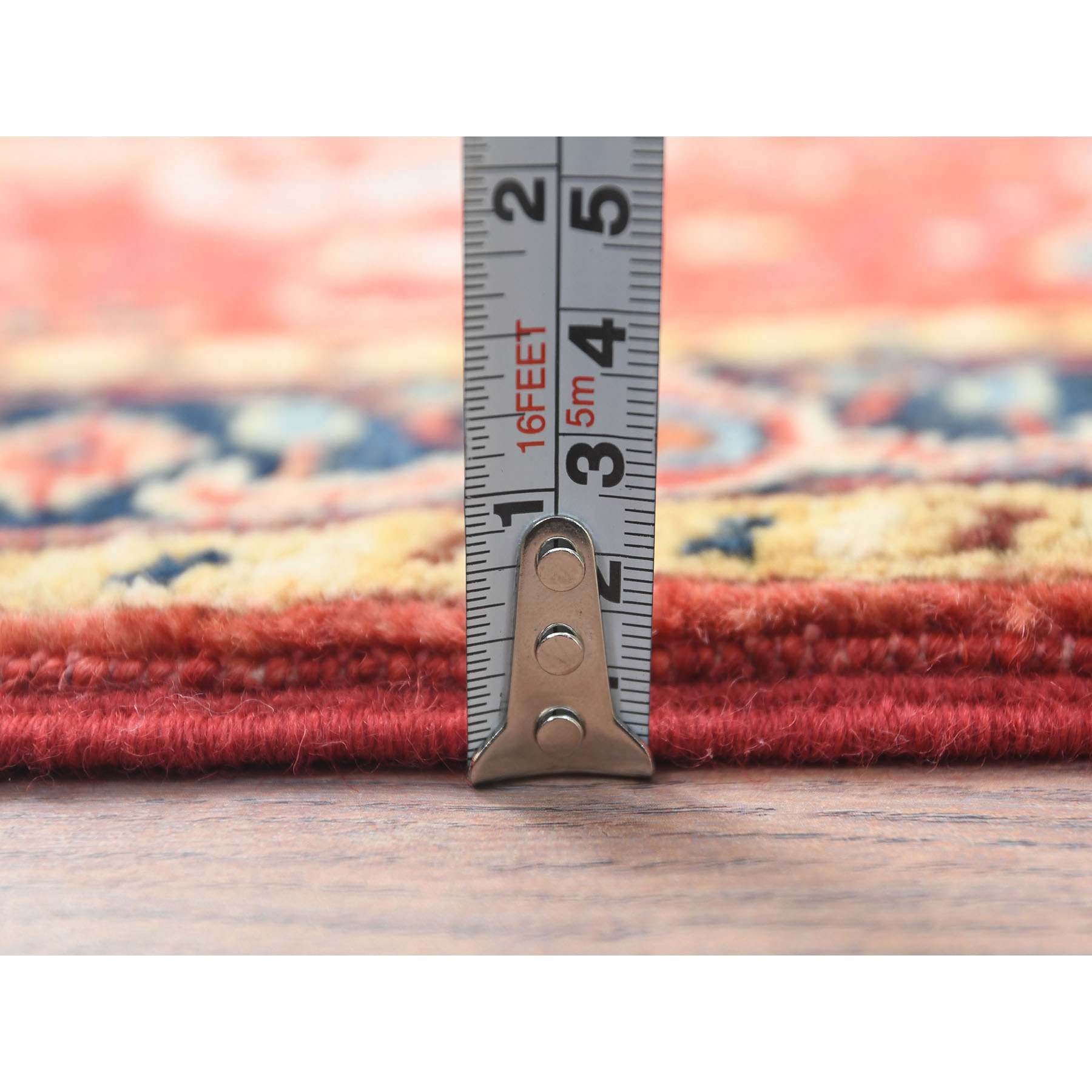 2'1"x2'10" Imperial Red, Natural Wool Hand Knotted, Afghan Peshawar with All Over Heriz Design Vegetable Dyes, Mat Oriental Rug Sh82857
