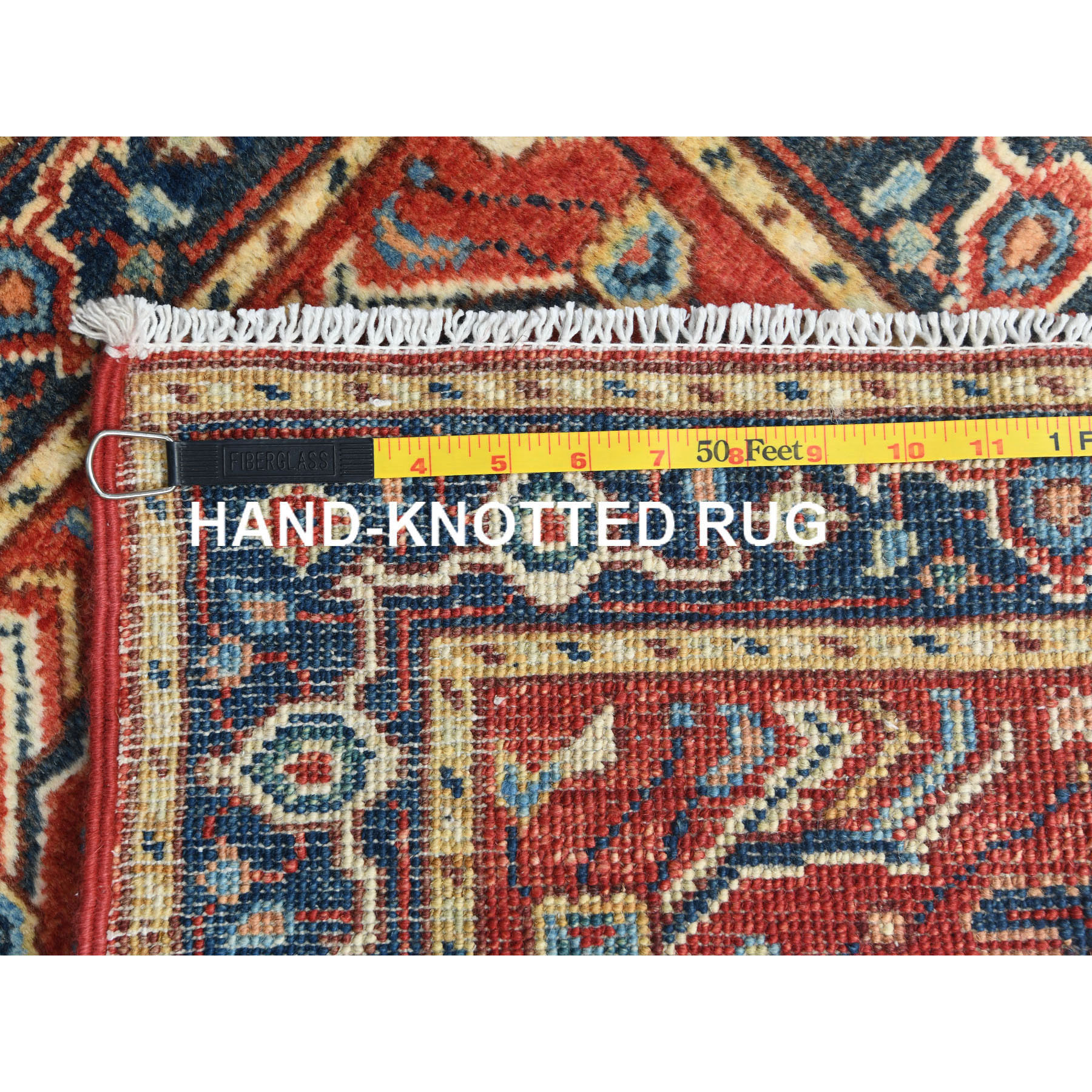 2'1"x2'10" Imperial Red, Natural Wool Hand Knotted, Afghan Peshawar with All Over Heriz Design Vegetable Dyes, Mat Oriental Rug Sh82857
