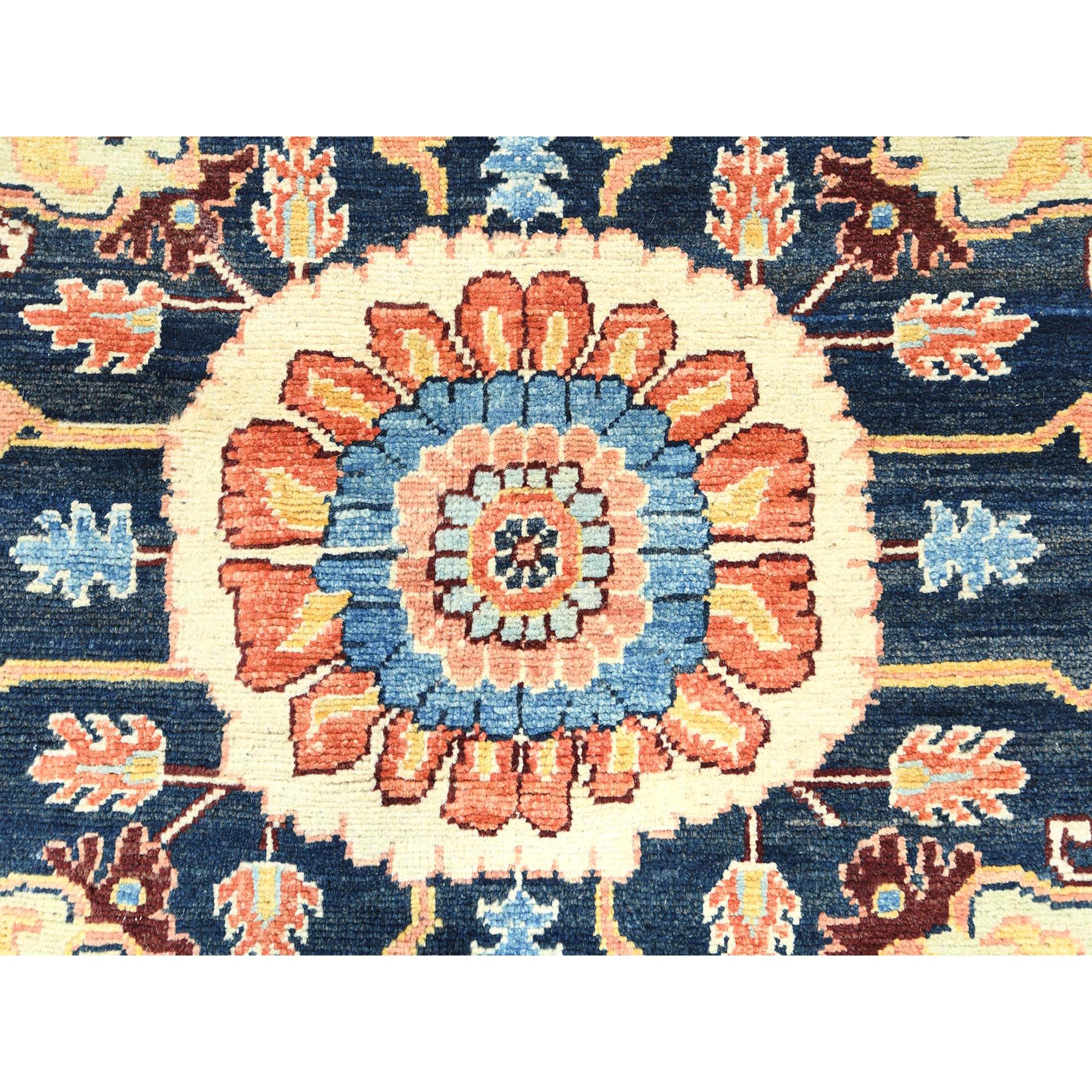 8'9"x11'8" Pastel Orange, Afghan Peshawar with Serapi Heriz Medallion Design Vegetable Dyes, Natural Wool Hand Knotted, Oriental Rug Sh82876