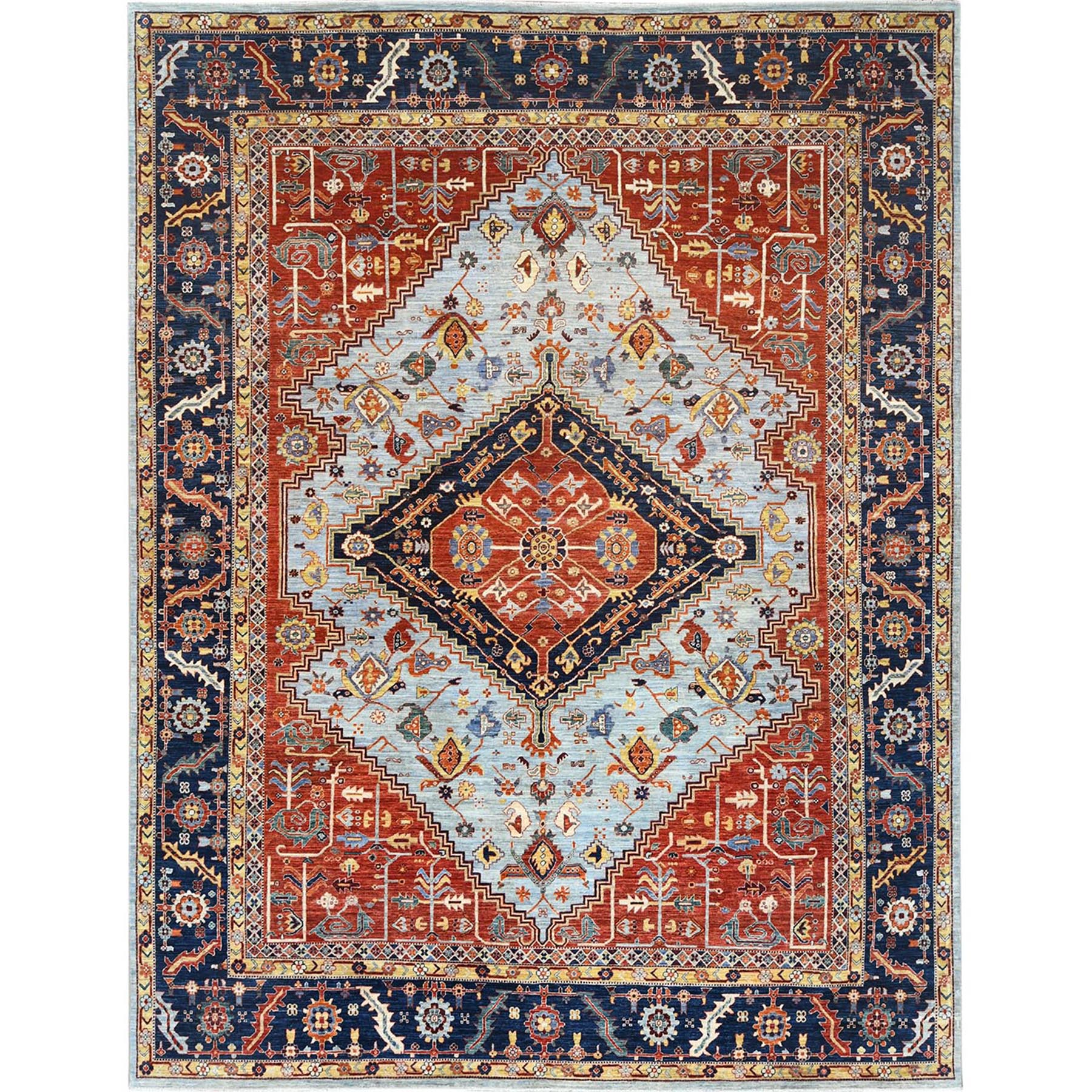 traditional Wool Hand-Knotted Area Rug 9'0