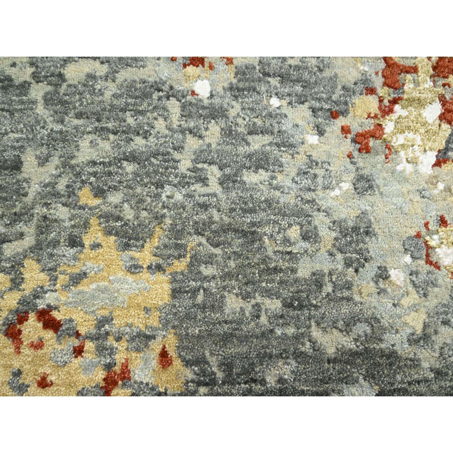 7'10"x10'1" Shades of Gray, Persian Knot, Abstract with Galaxy Design, Pure Wool, Hand Knotted, Densely Woven, Oriental Rug Sh83128