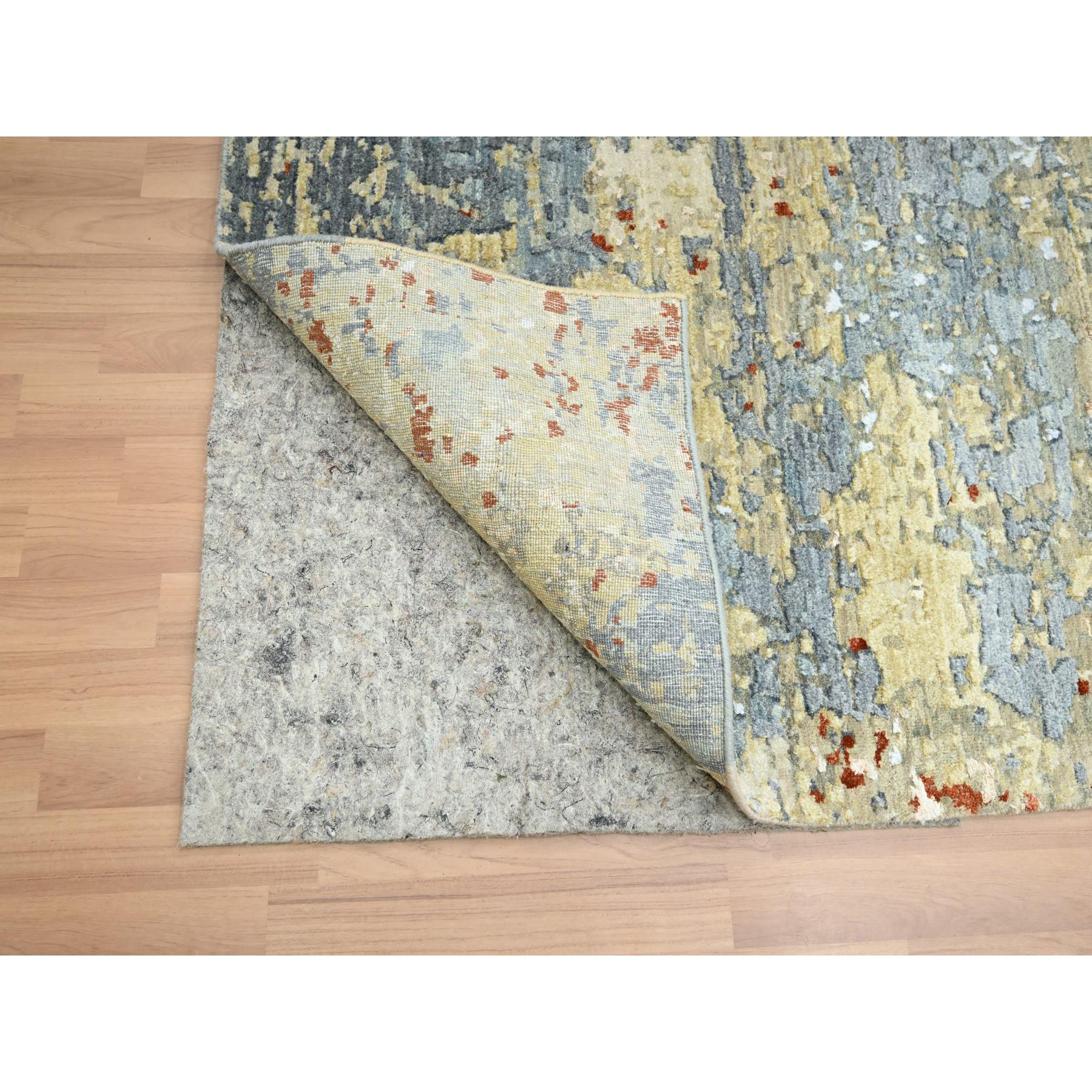 8'x10'3" Laurel Green, Persian Knot, Abstract with Galaxy Design, 100% Wool, Hand Knotted, Densely Woven, Oriental Rug Sh83131
