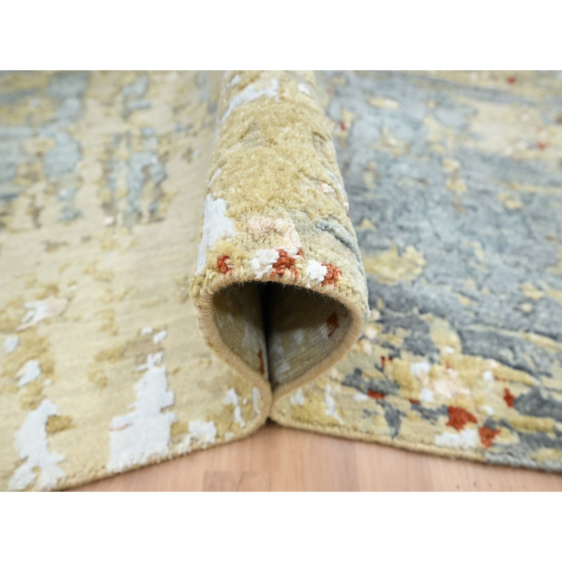 8'x10'3" Laurel Green, Persian Knot, Abstract with Galaxy Design, 100% Wool, Hand Knotted, Densely Woven, Oriental Rug Sh83131