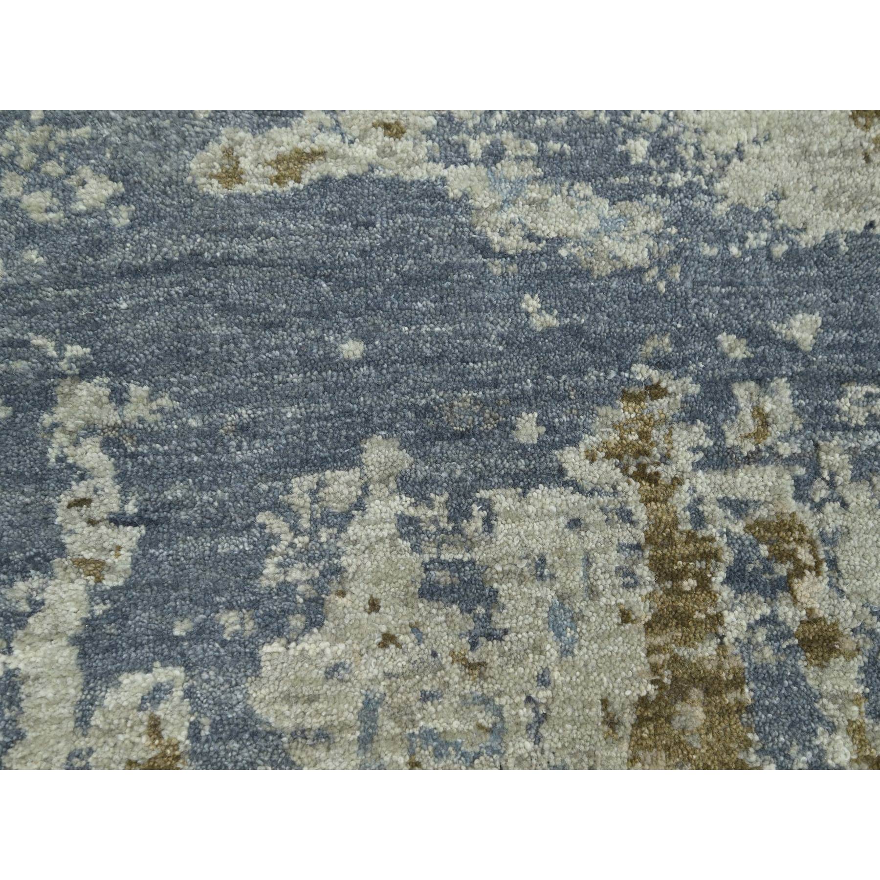 8'1"x10'5" Laurel Green with Aegean Blue, Persian Knot, Abstract with Galaxy Design, Densely Woven, Pure Wool, Hand Knotted, Oriental Rug Sh83132