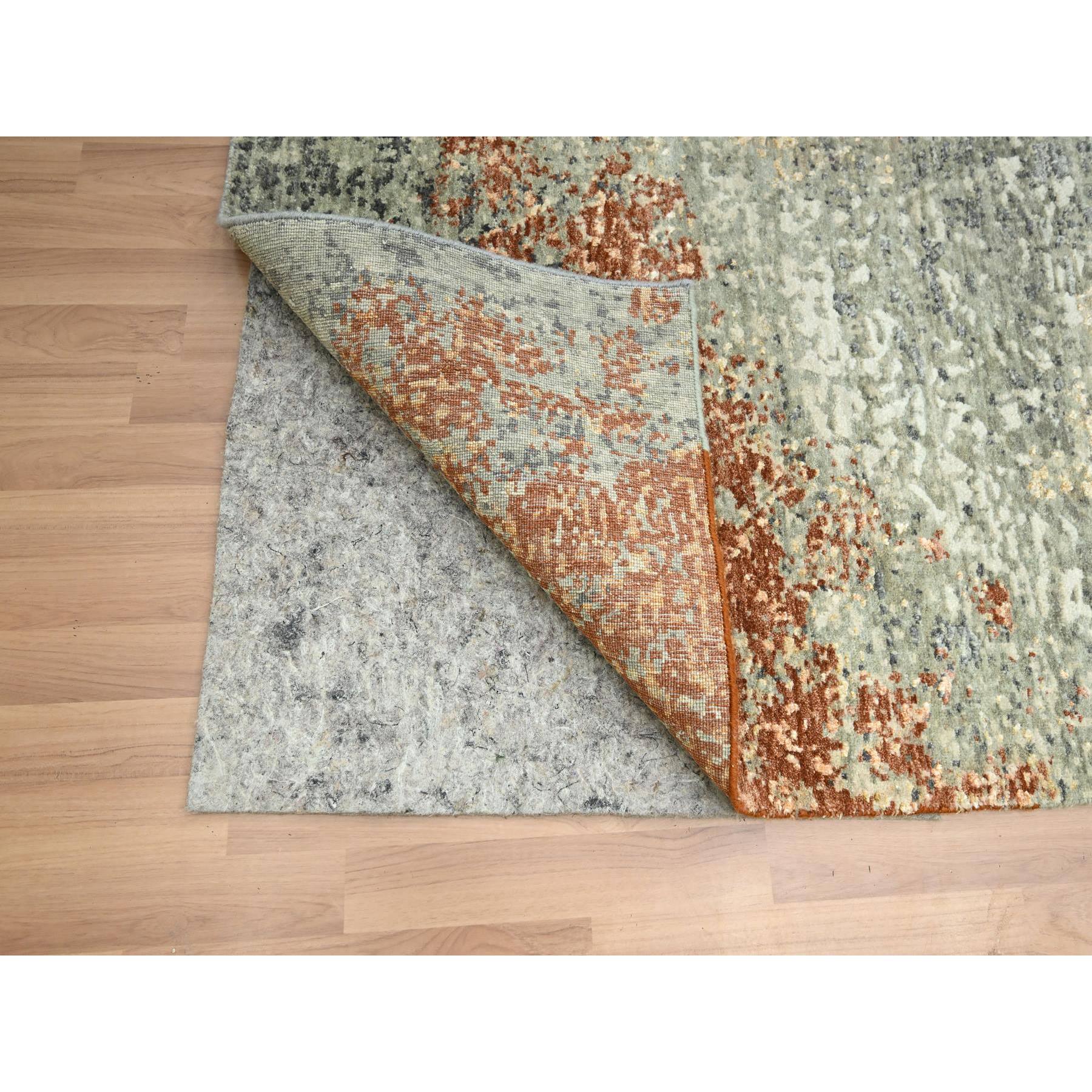 8'x10'6" Rust Red with Gray, Persian Knot, Abstract with Galaxy Design, Pure Wool, Hand Knotted, Densely Woven, Oriental Rug Sh83136