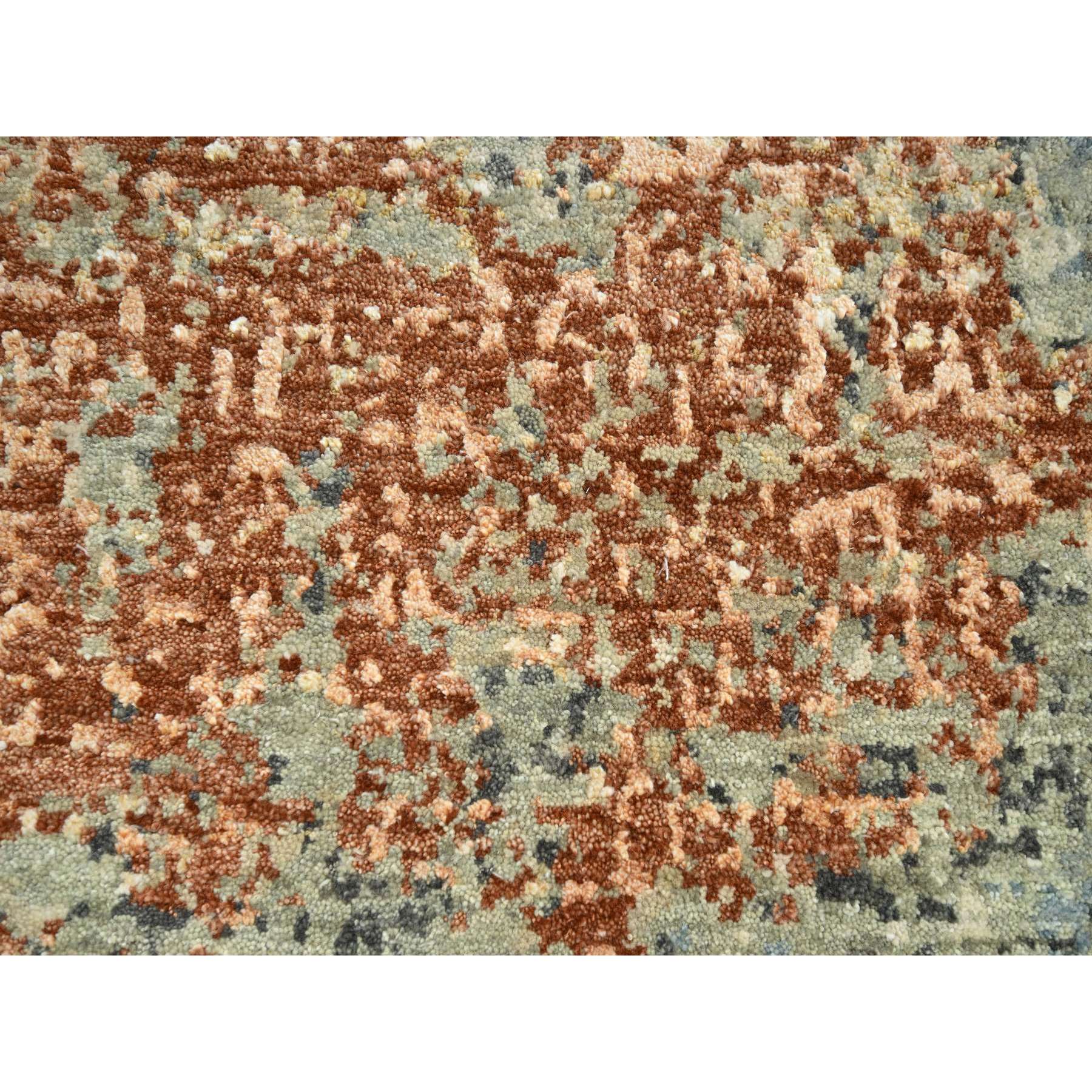 8'x10'6" Rust Red with Gray, Persian Knot, Abstract with Galaxy Design, Pure Wool, Hand Knotted, Densely Woven, Oriental Rug Sh83136
