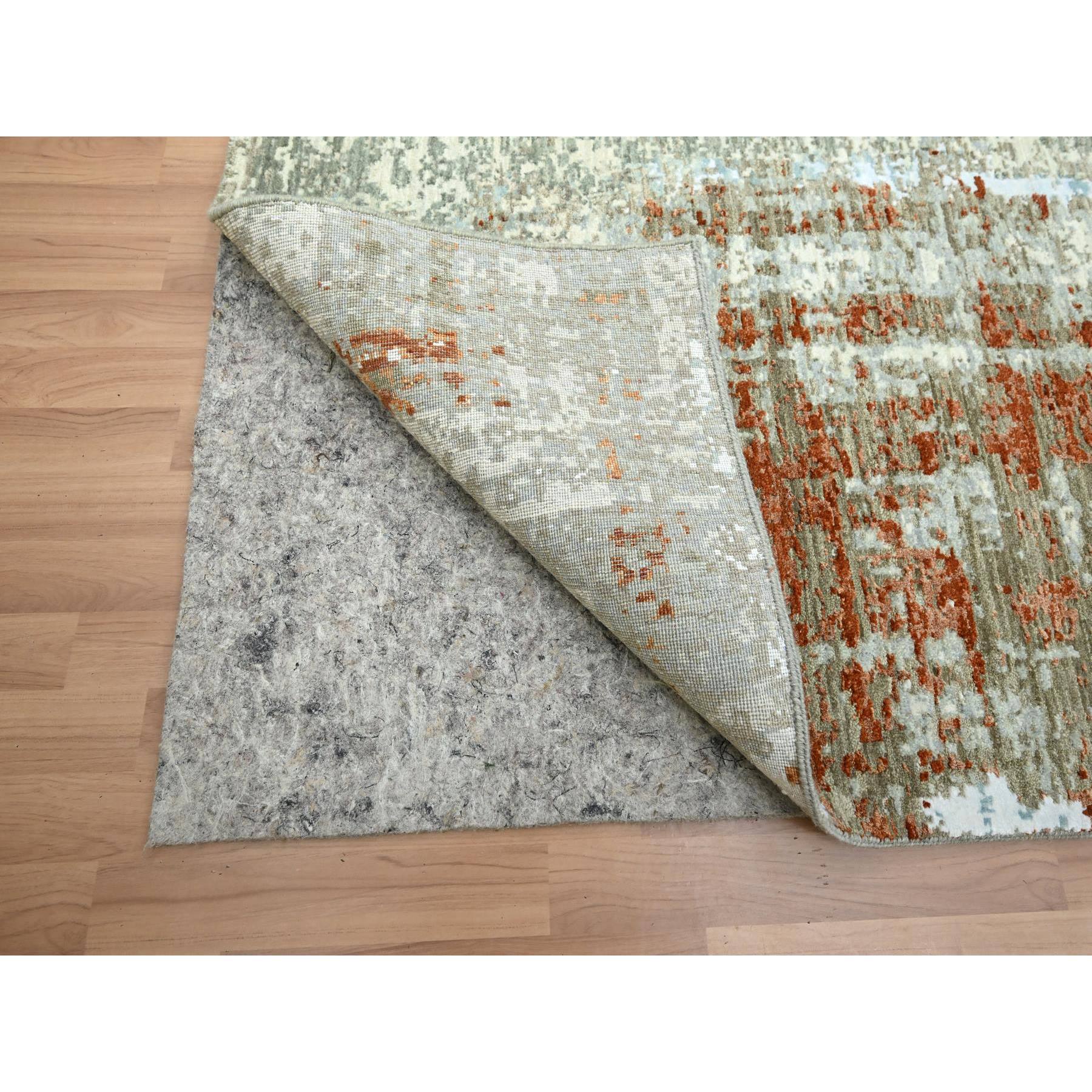 8'1"x10'3" Rust Red with Beige, Abstract with Galaxy Design, Persian Knot, 100% Wool, Hand Knotted, Densely Woven, Oriental Rug Sh83139