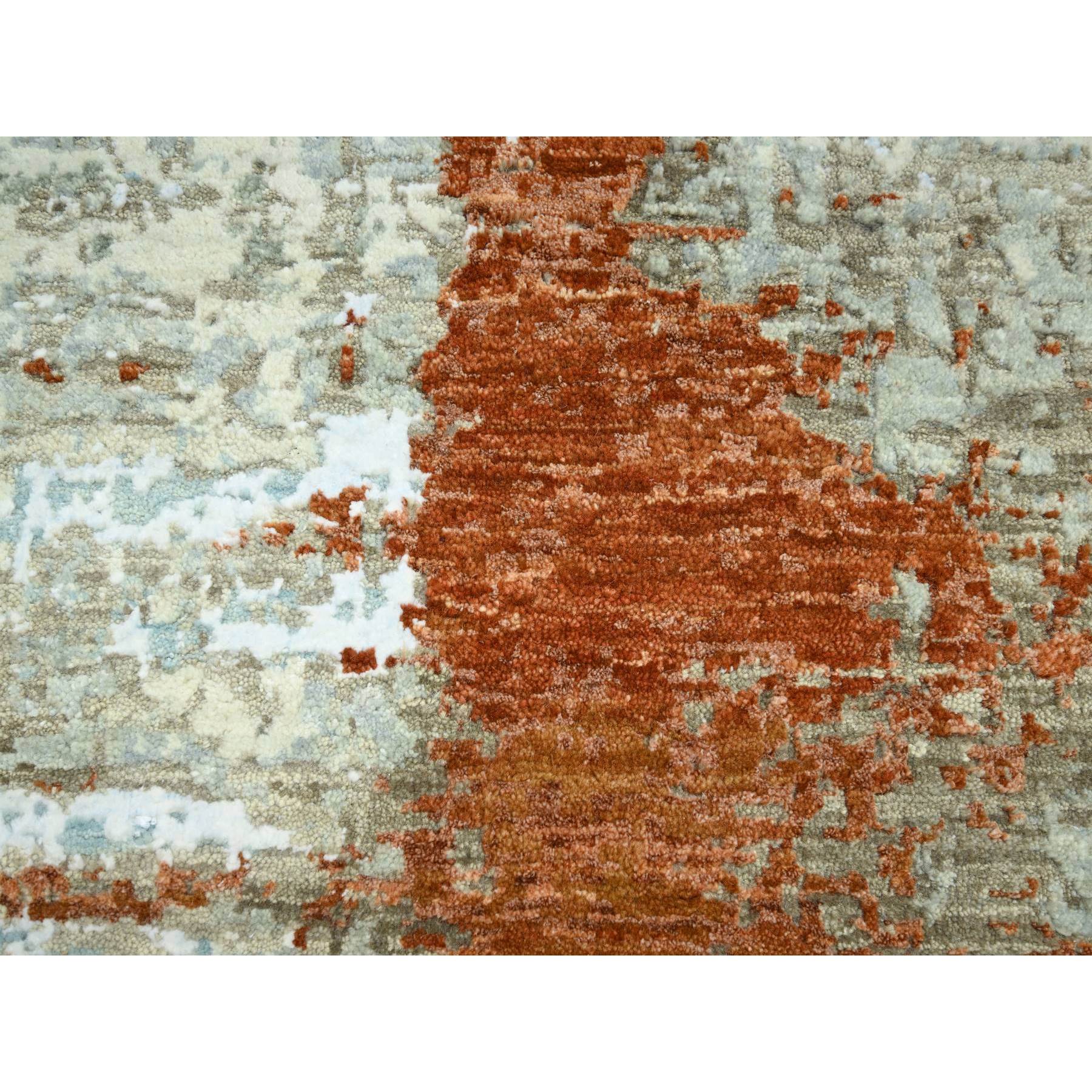 8'1"x10'3" Rust Red with Beige, Abstract with Galaxy Design, Persian Knot, 100% Wool, Hand Knotted, Densely Woven, Oriental Rug Sh83139